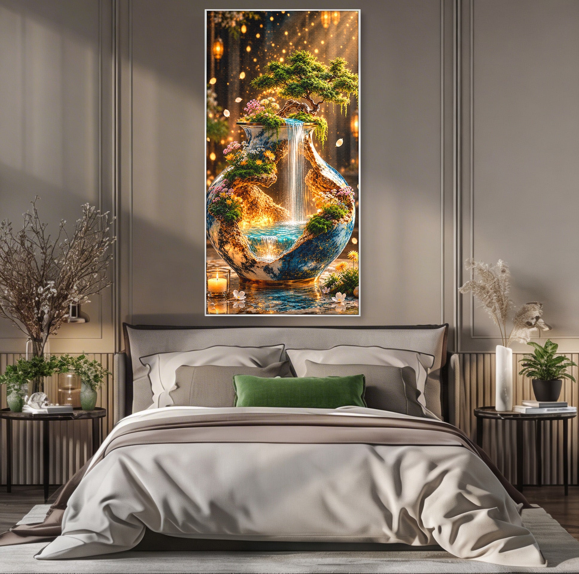 Tablou Canvas Premium LuxCanva® U1207, Vasul Magic Cu Cascada, Natura, Living, Arta, Culori Vibrante