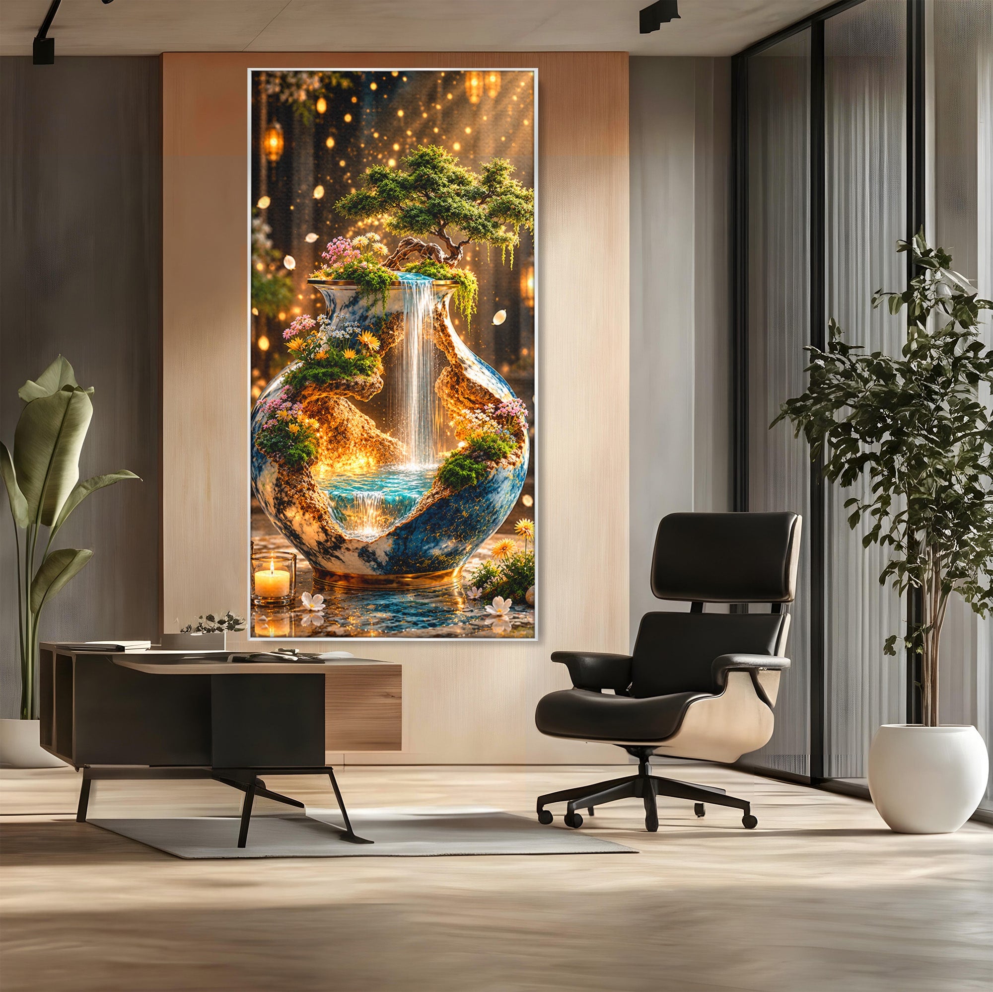 Tablou Canvas Premium LuxCanva® U1207, Vasul Magic Cu Cascada, Natura, Living, Arta, Culori Vibrante