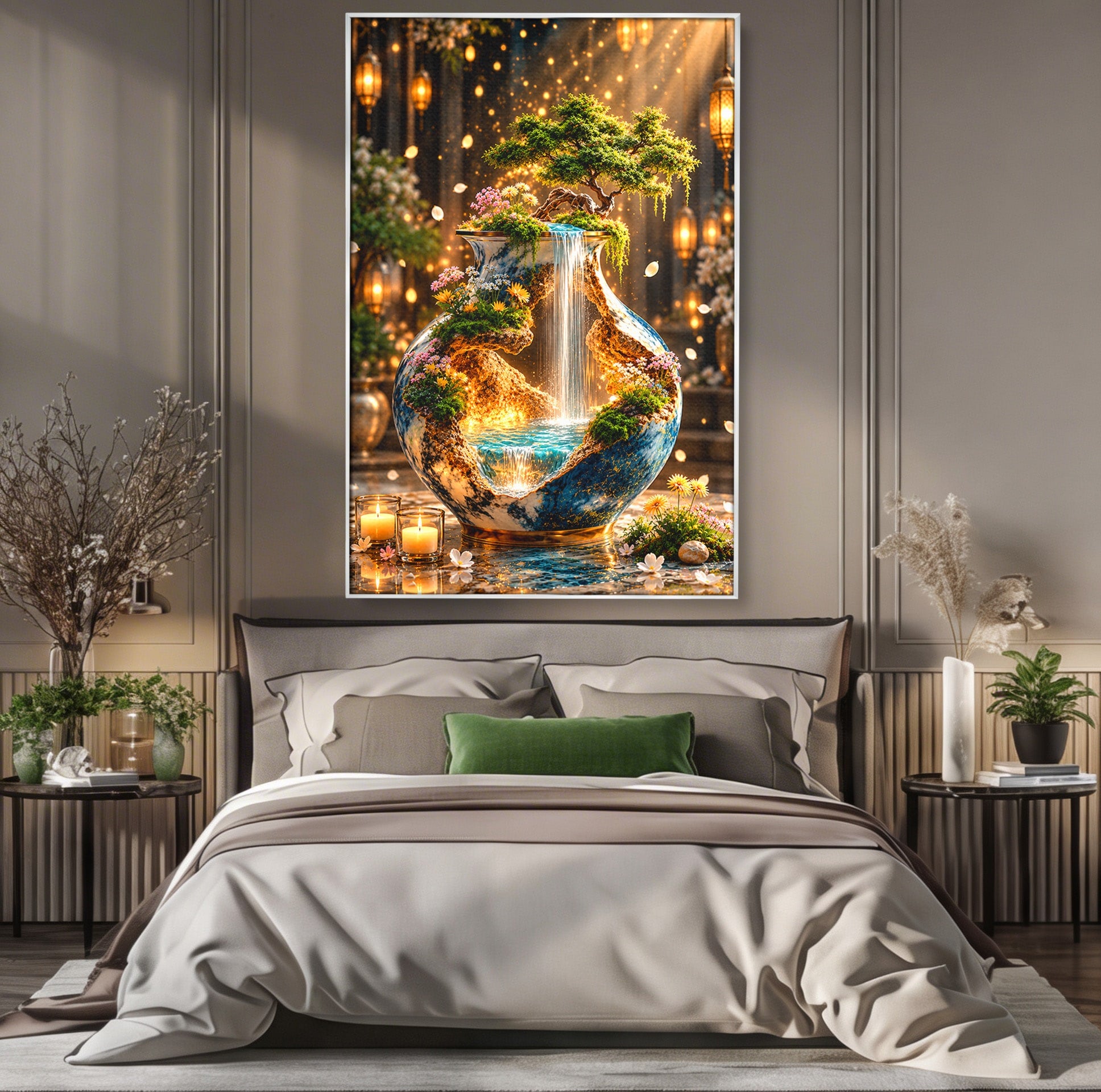 Tablou Canvas Premium LuxCanva® U1207, Vasul Magic Cu Cascada, Natura, Living, Arta, Culori Vibrante