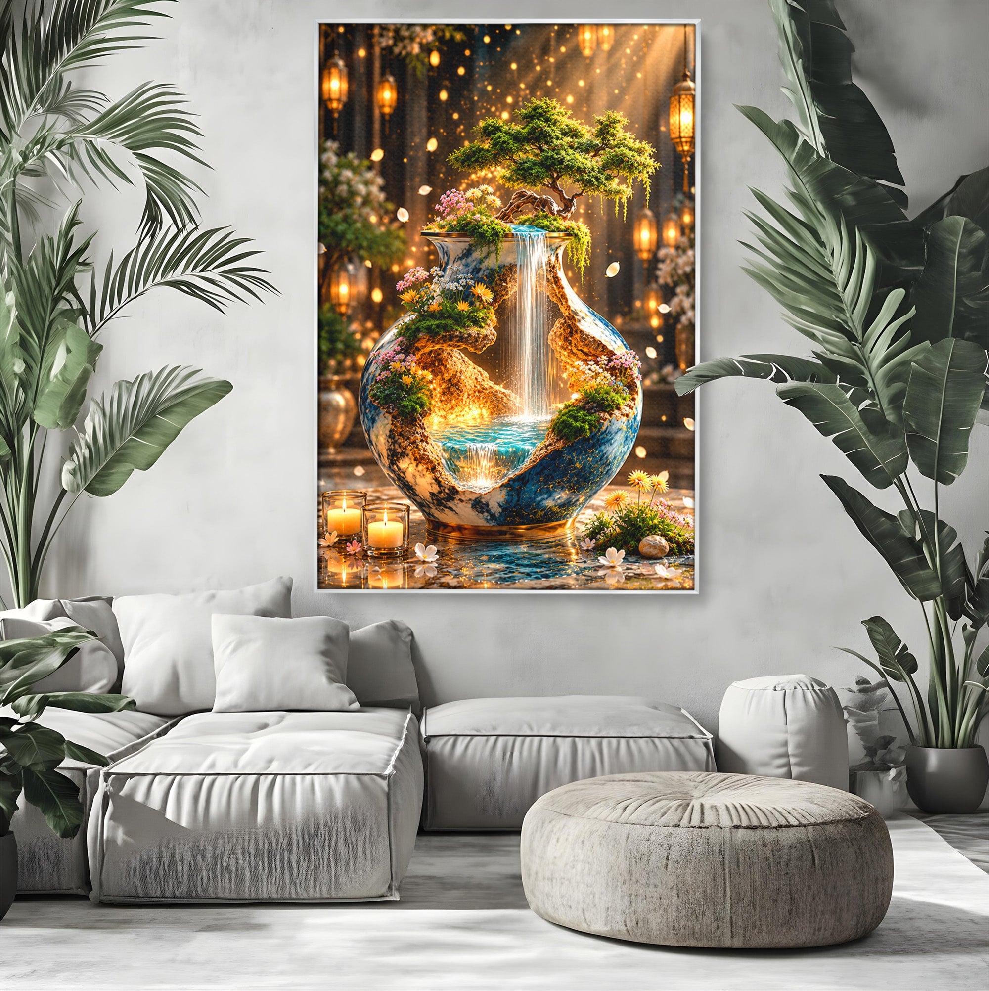 Tablou Canvas Premium LuxCanva® U1207, Vasul Magic Cu Cascada, Natura, Living, Arta, Culori Vibrante