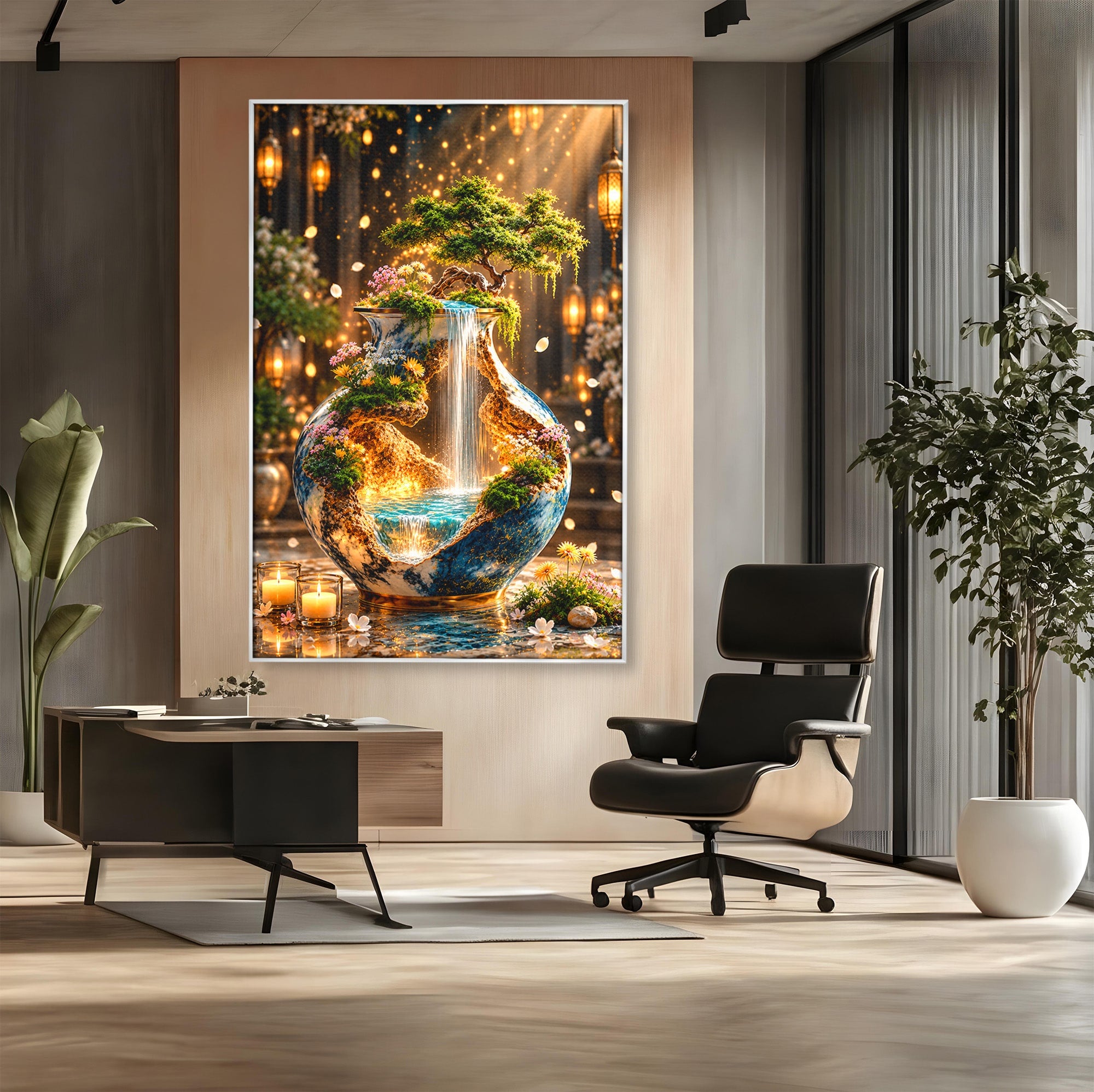 Tablou Canvas Premium LuxCanva® U1207, Vasul Magic Cu Cascada, Natura, Living, Arta, Culori Vibrante
