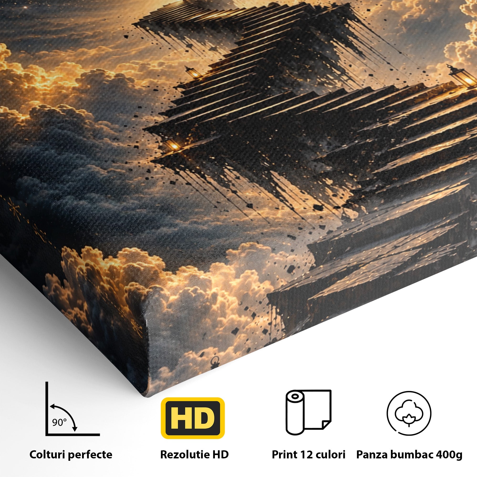 Tablou Canvas Premium LuxCanva® U1208, Scarile Spre Luna, Stele, Cer, Fantezie, Luna, Living, Culori Vibrante
