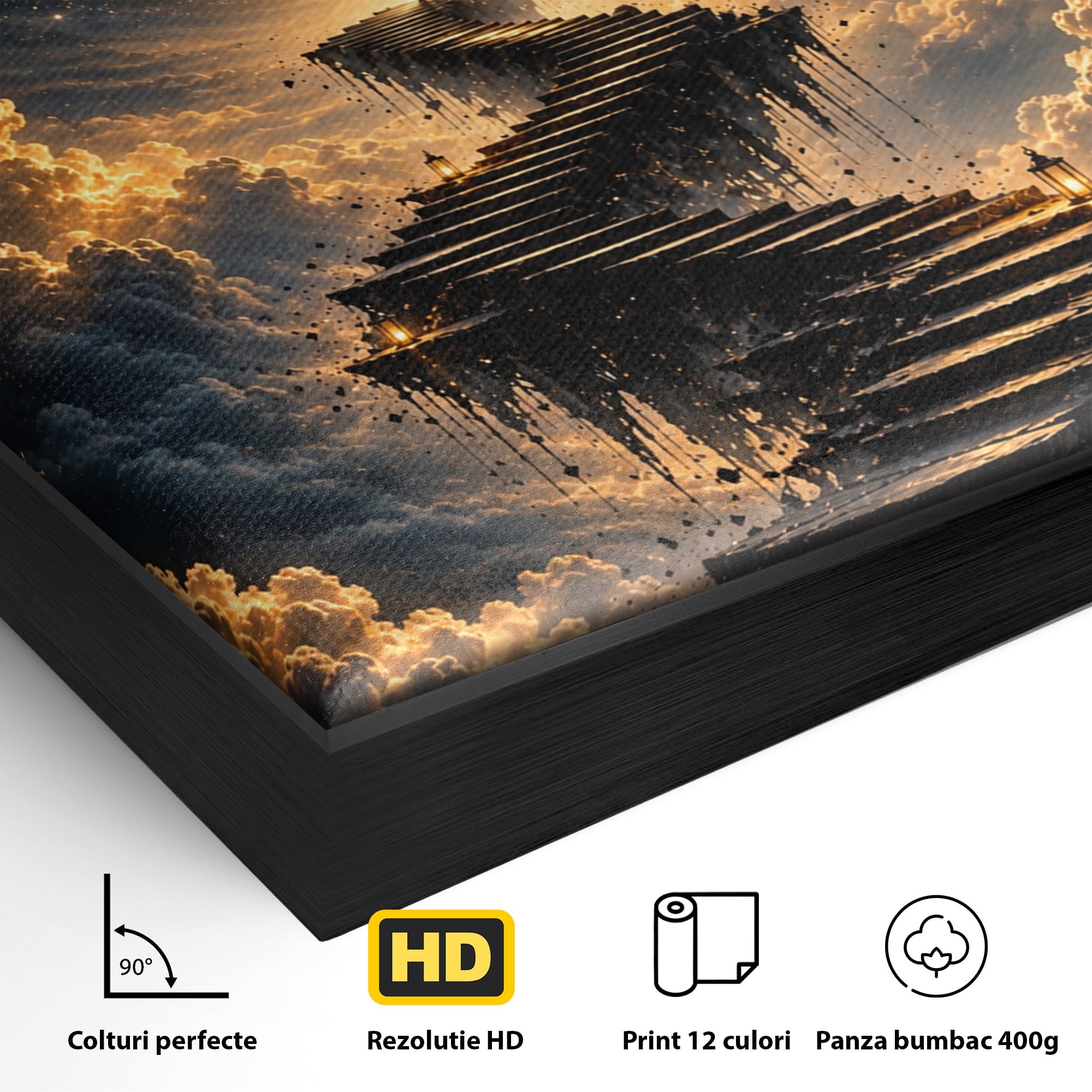 Tablou Canvas Premium LuxCanva® U1208, Scarile Spre Luna, Stele, Cer, Fantezie, Luna, Living, Culori Vibrante