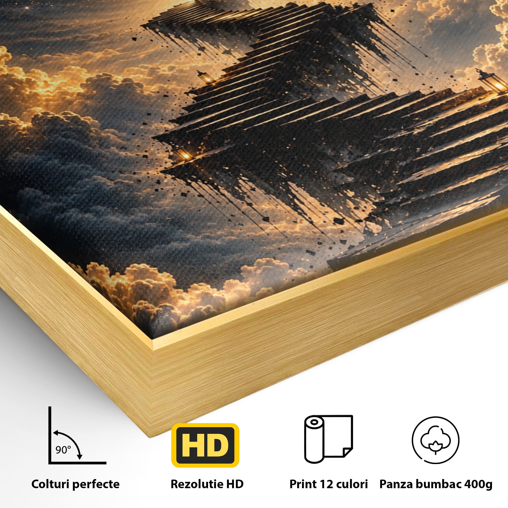 Tablou Canvas Premium LuxCanva® U1208, Scarile Spre Luna, Stele, Cer, Fantezie, Luna, Living, Culori Vibrante