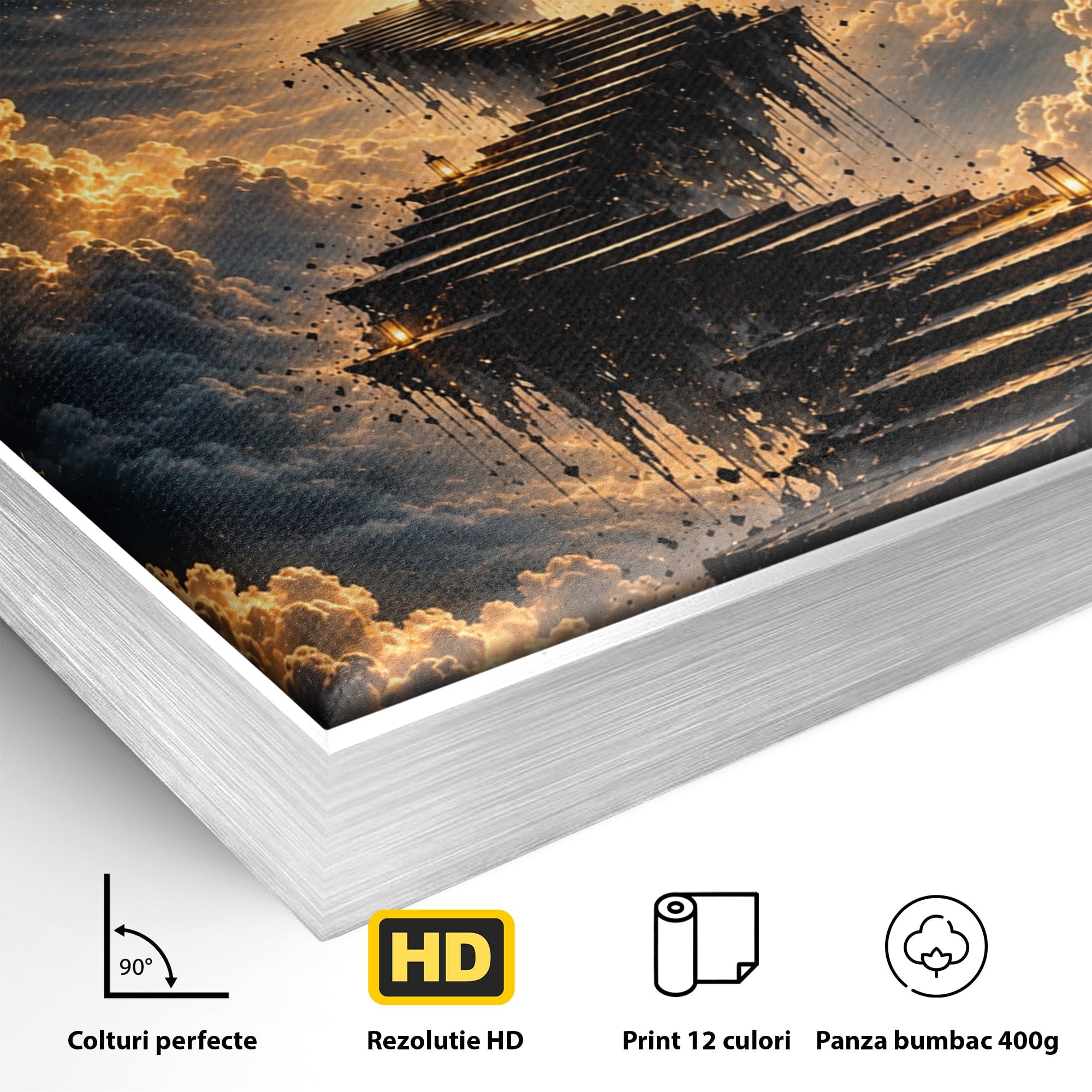 Tablou Canvas Premium LuxCanva® U1208, Scarile Spre Luna, Stele, Cer, Fantezie, Luna, Living, Culori Vibrante