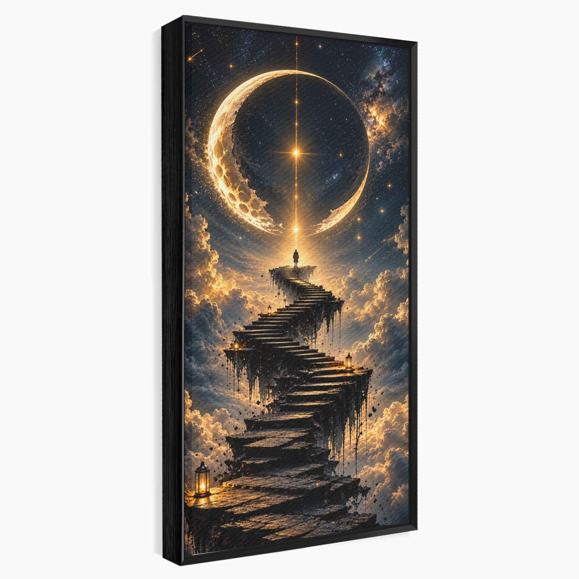 Tablou Canvas Premium LuxCanva® U1208, Scarile Spre Luna, Stele, Cer, Fantezie, Luna, Living, Culori Vibrante