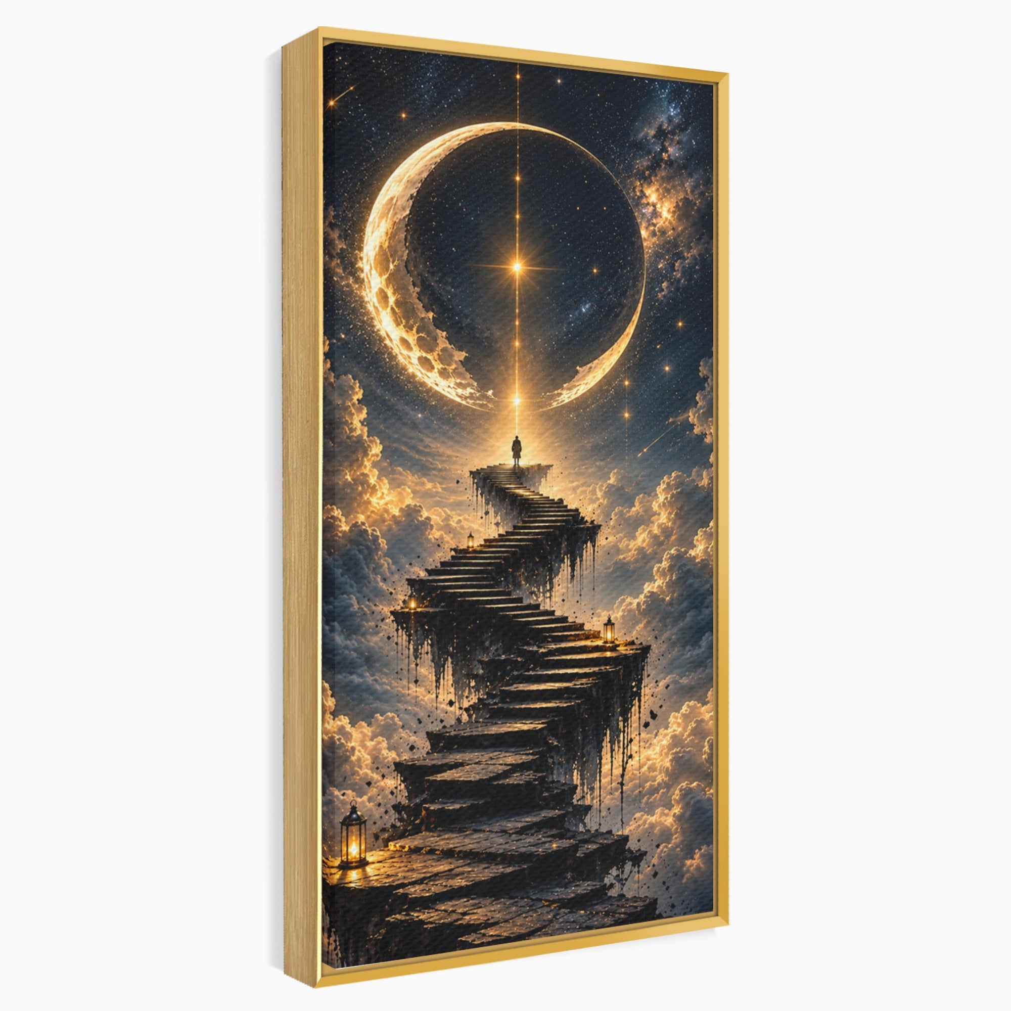 Tablou Canvas Premium LuxCanva® U1208, Scarile Spre Luna, Stele, Cer, Fantezie, Luna, Living, Culori Vibrante