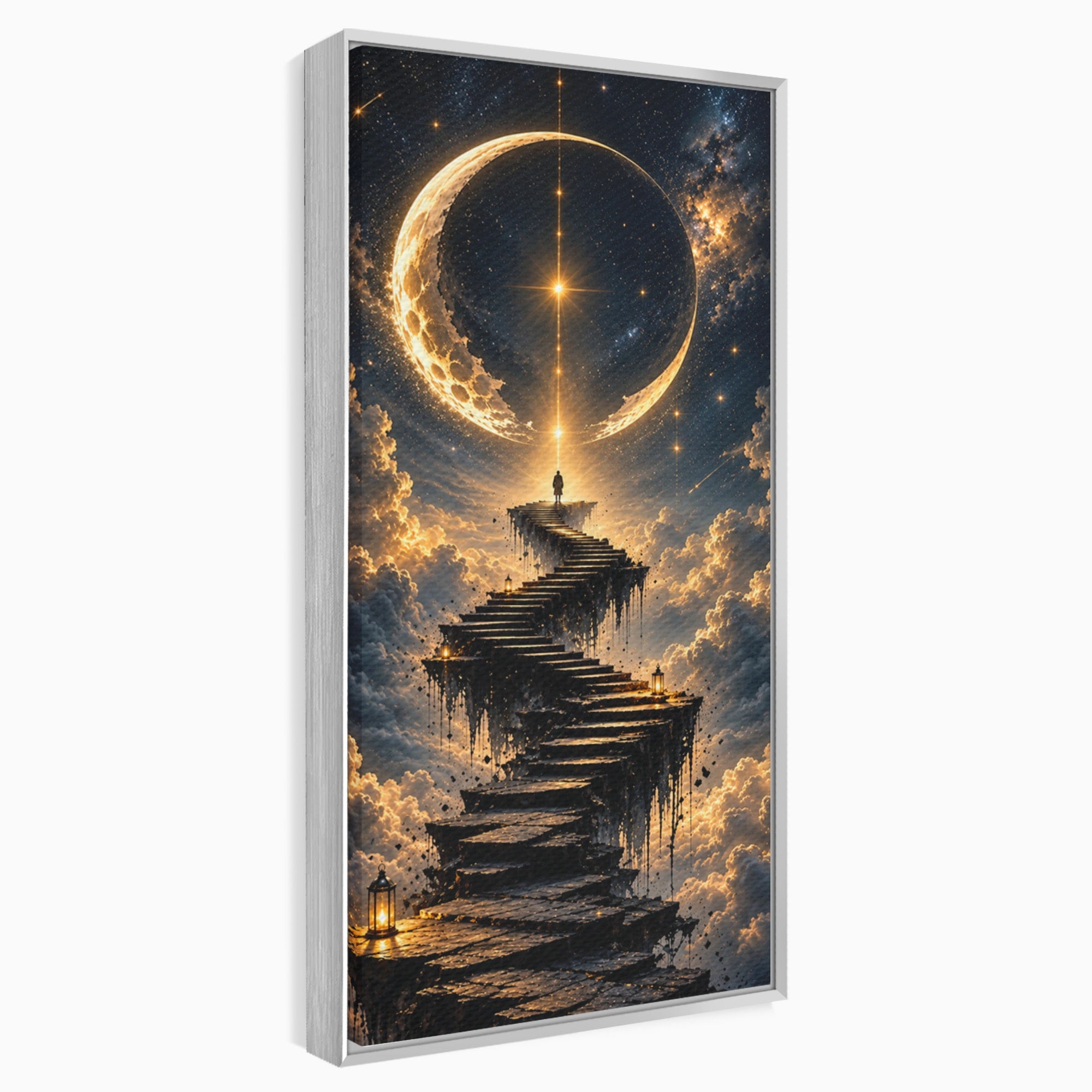 Tablou Canvas Premium LuxCanva® U1208, Scarile Spre Luna, Stele, Cer, Fantezie, Luna, Living, Culori Vibrante