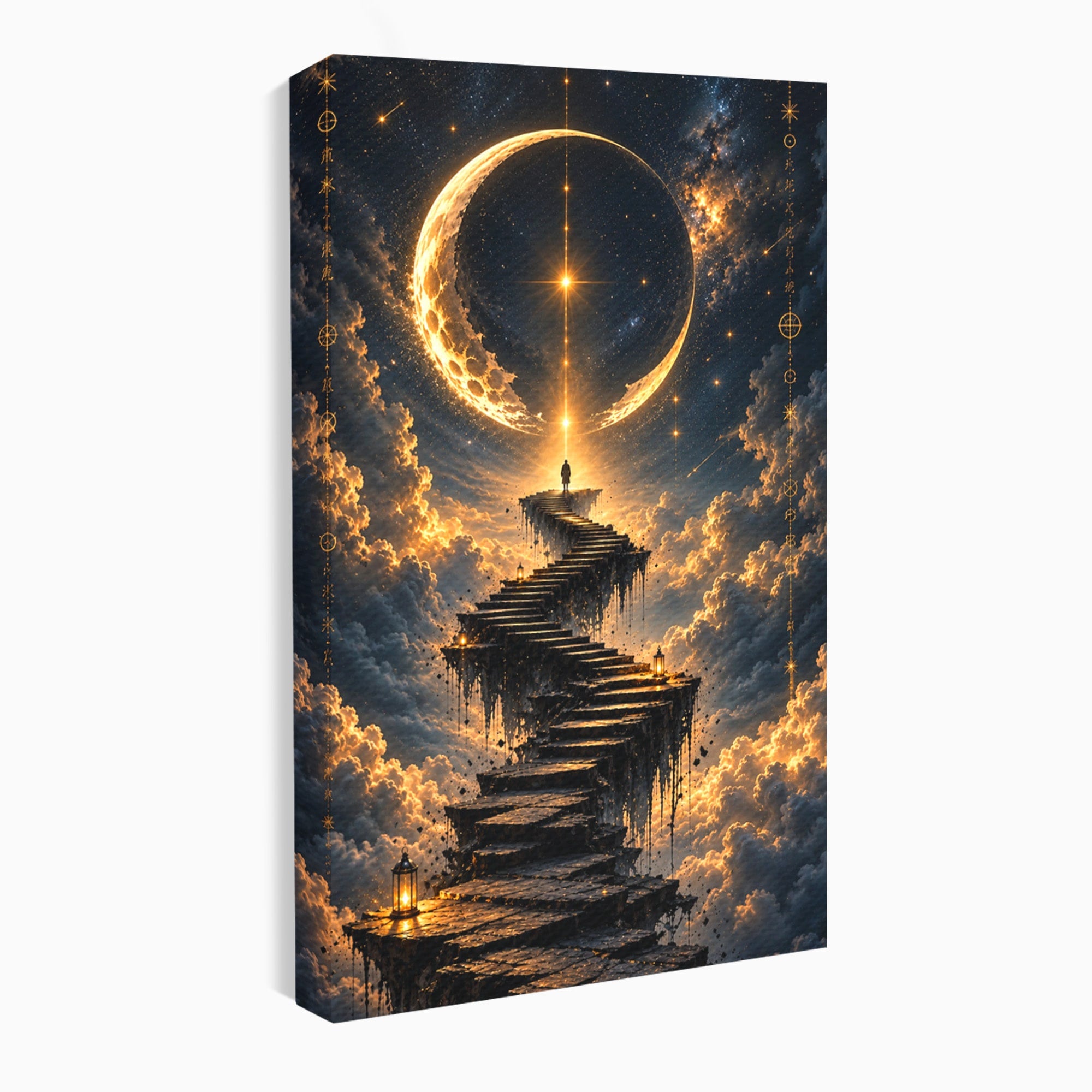 Tablou Canvas Premium LuxCanva® U1208, Scarile Spre Luna, Stele, Cer, Fantezie, Luna, Living, Culori Vibrante