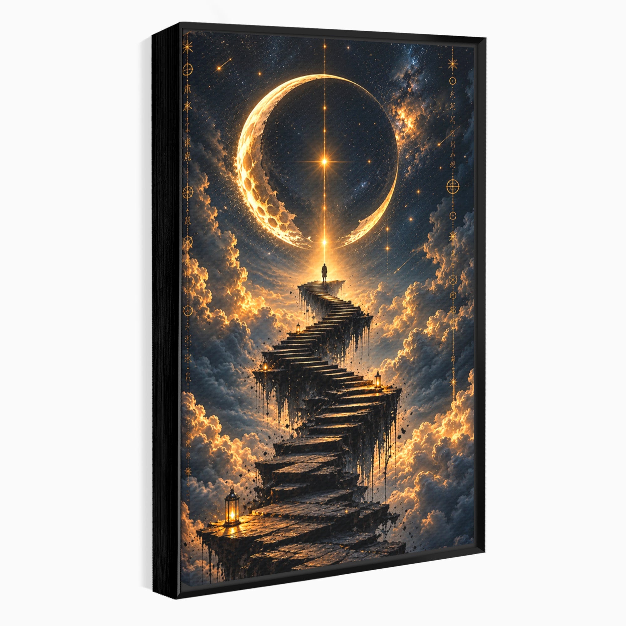 Tablou Canvas Premium LuxCanva® U1208, Scarile Spre Luna, Stele, Cer, Fantezie, Luna, Living, Culori Vibrante
