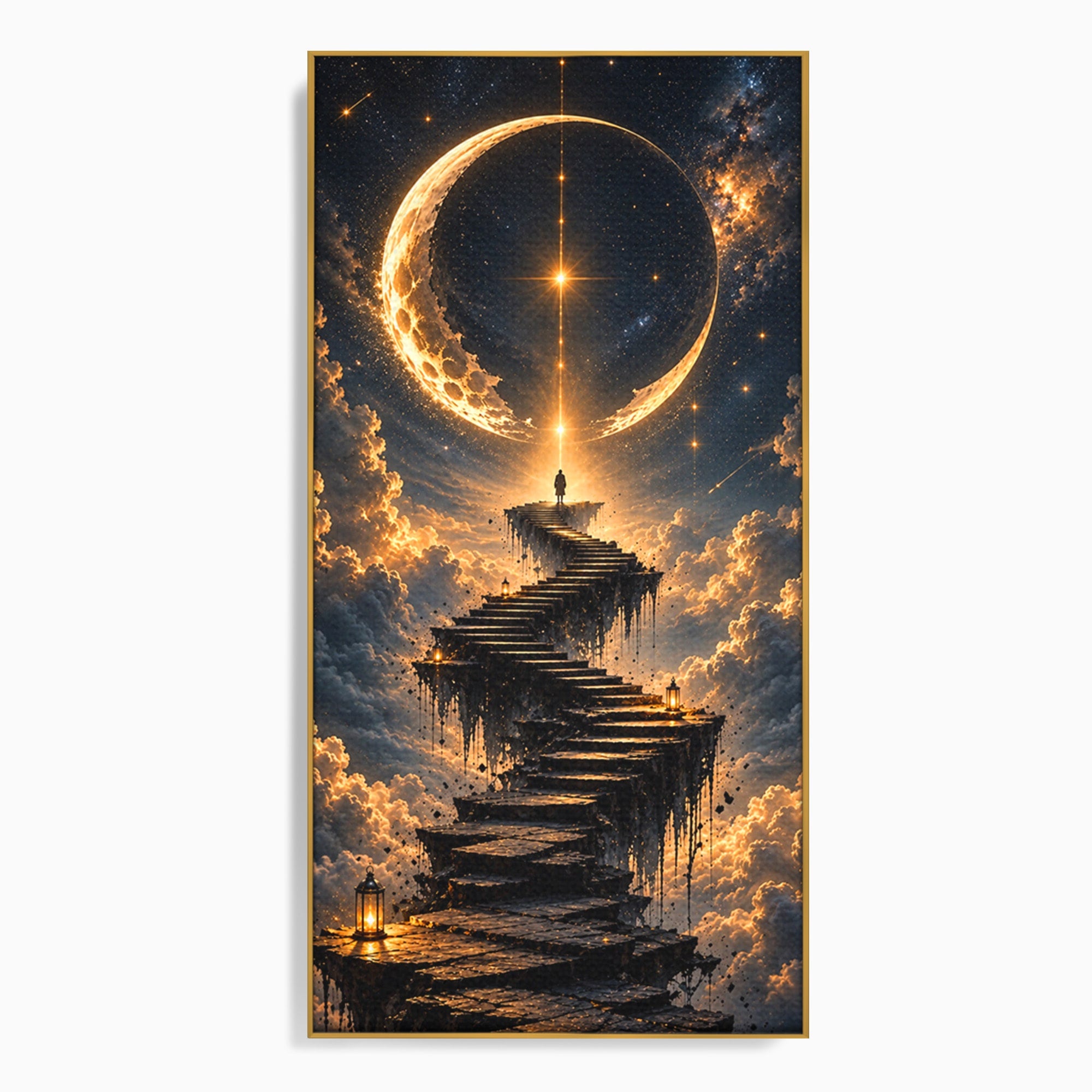 Tablou Canvas Premium LuxCanva® U1208, Scarile Spre Luna, Stele, Cer, Fantezie, Luna, Living, Culori Vibrante