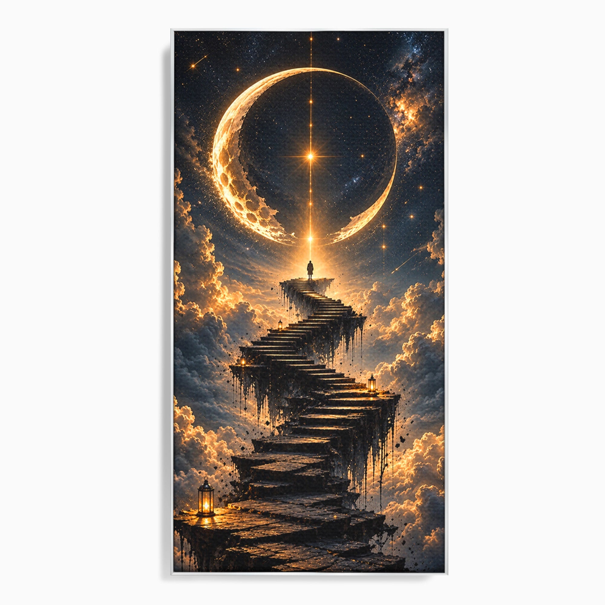 Tablou Canvas Premium LuxCanva® U1208, Scarile Spre Luna, Stele, Cer, Fantezie, Luna, Living, Culori Vibrante