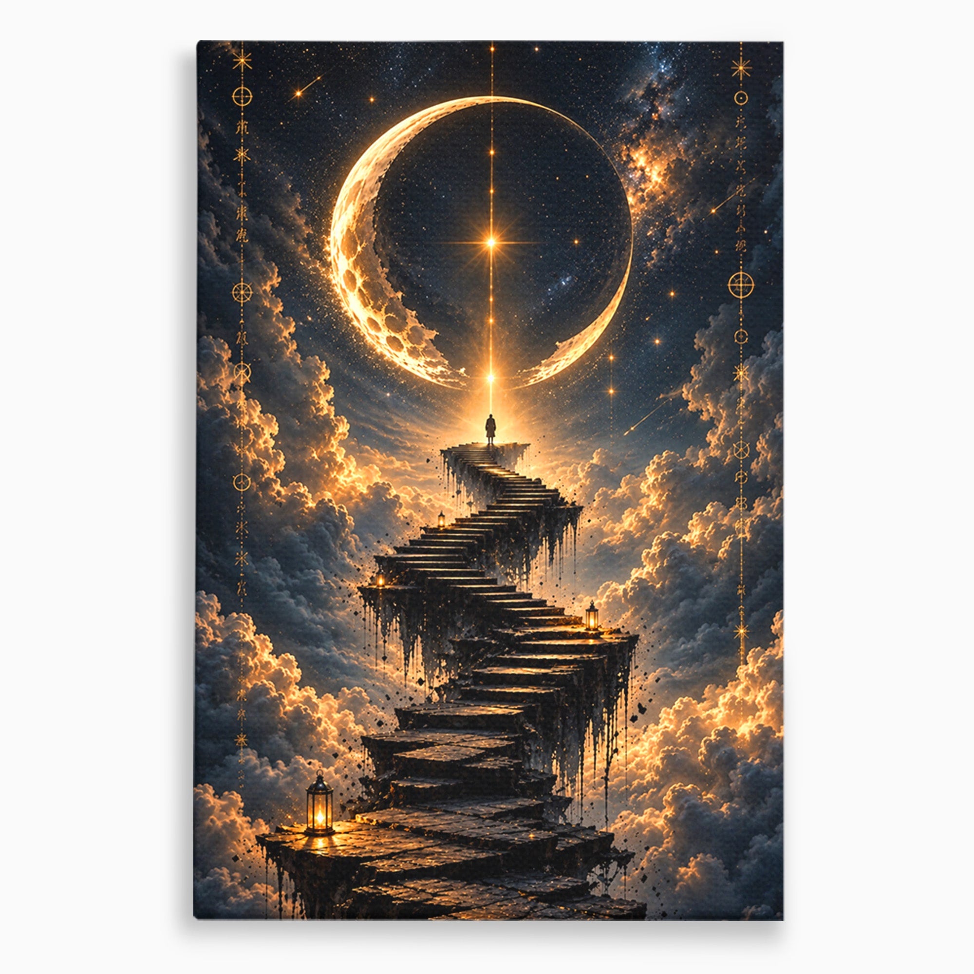 Tablou Canvas Premium LuxCanva® U1208, Scarile Spre Luna, Stele, Cer, Fantezie, Luna, Living, Culori Vibrante