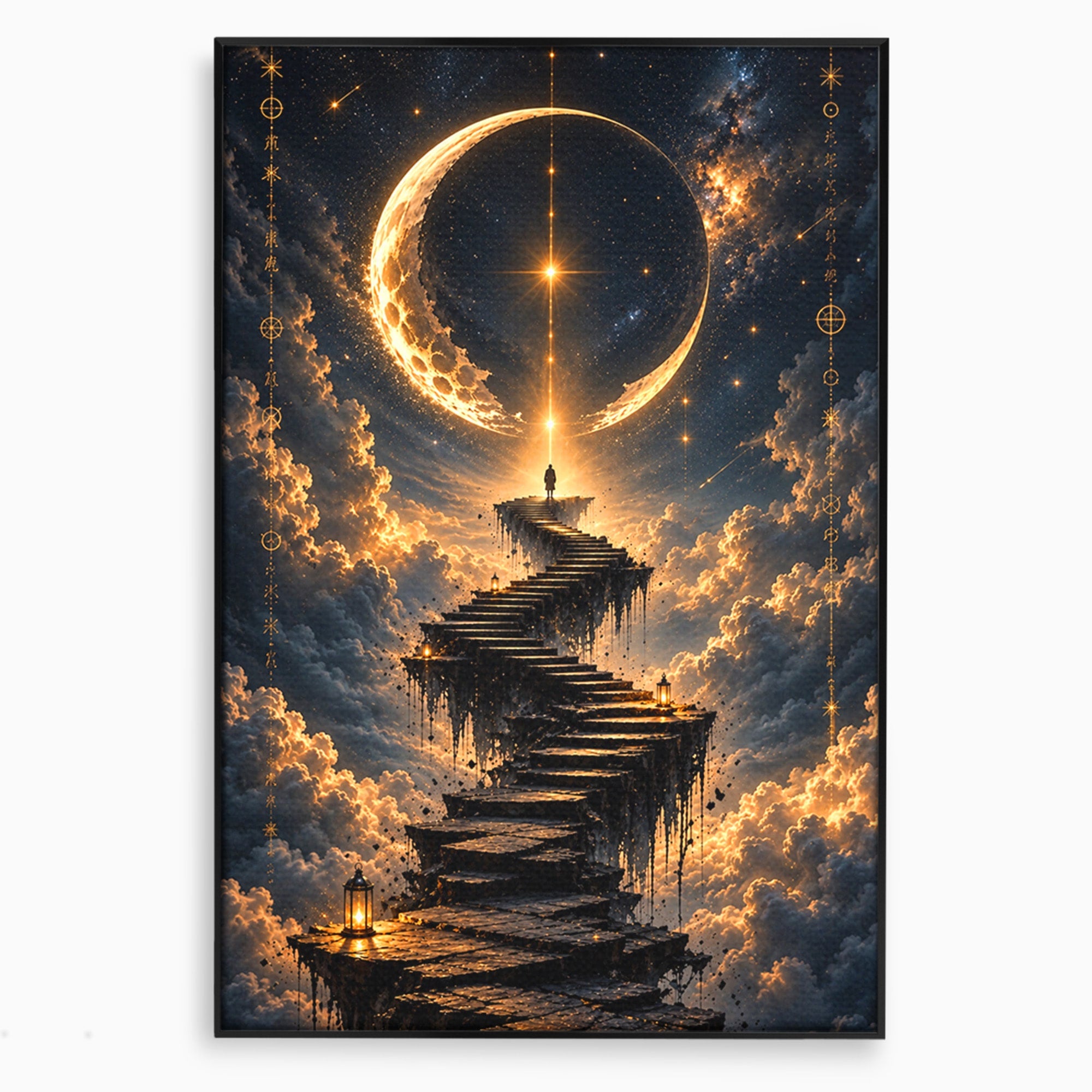 Tablou Canvas Premium LuxCanva® U1208, Scarile Spre Luna, Stele, Cer, Fantezie, Luna, Living, Culori Vibrante