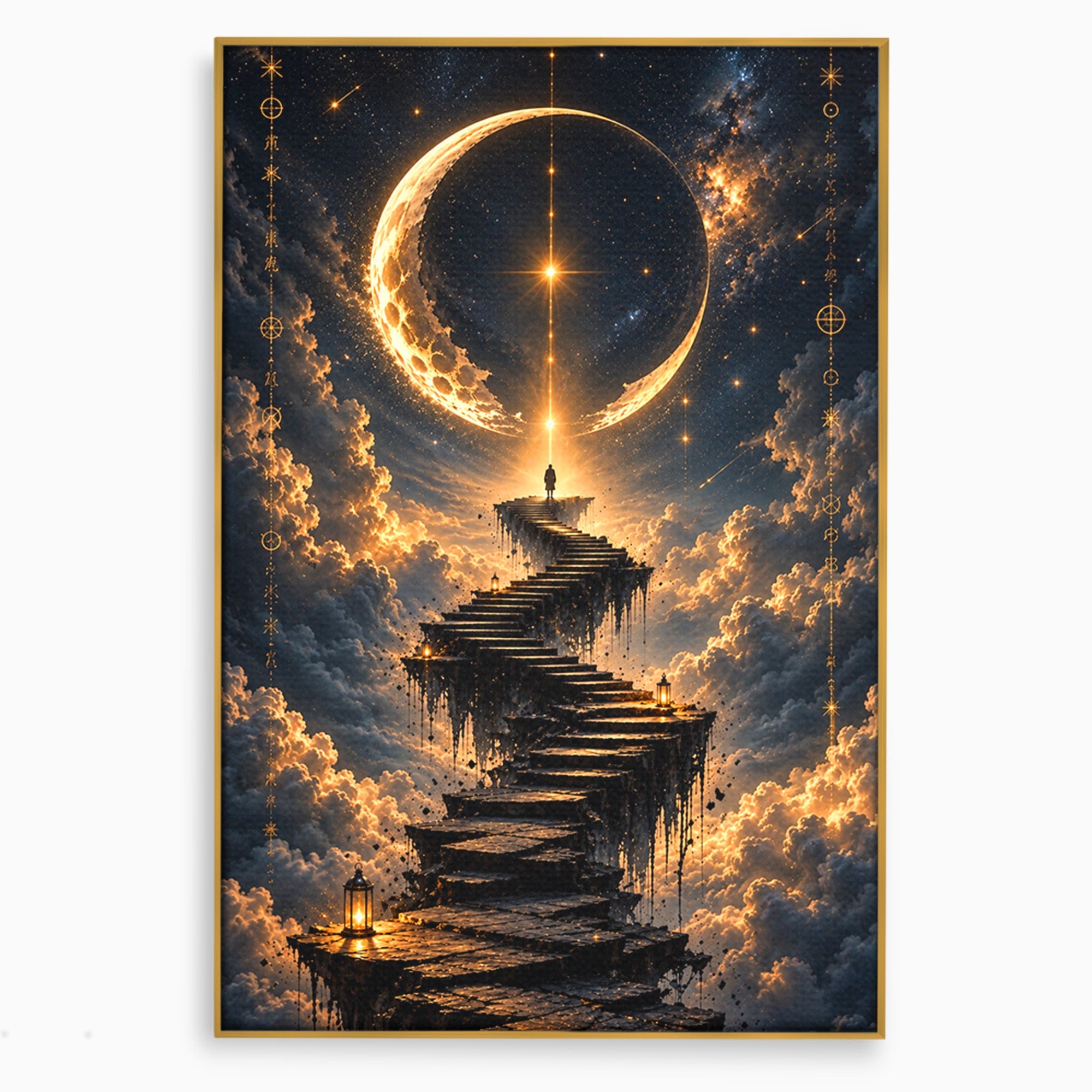 Tablou Canvas Premium LuxCanva® U1208, Scarile Spre Luna, Stele, Cer, Fantezie, Luna, Living, Culori Vibrante