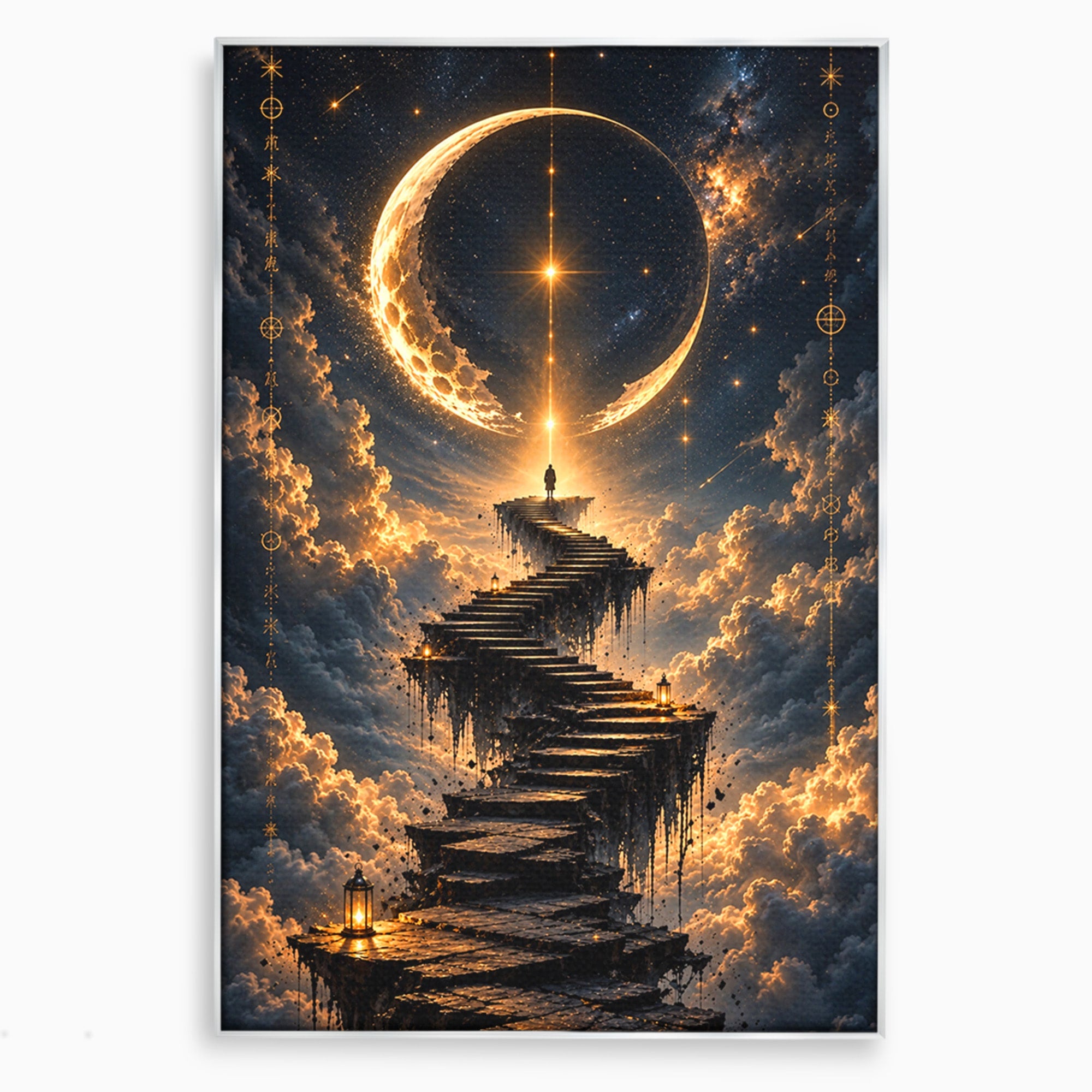 Tablou Canvas Premium LuxCanva® U1208, Scarile Spre Luna, Stele, Cer, Fantezie, Luna, Living, Culori Vibrante