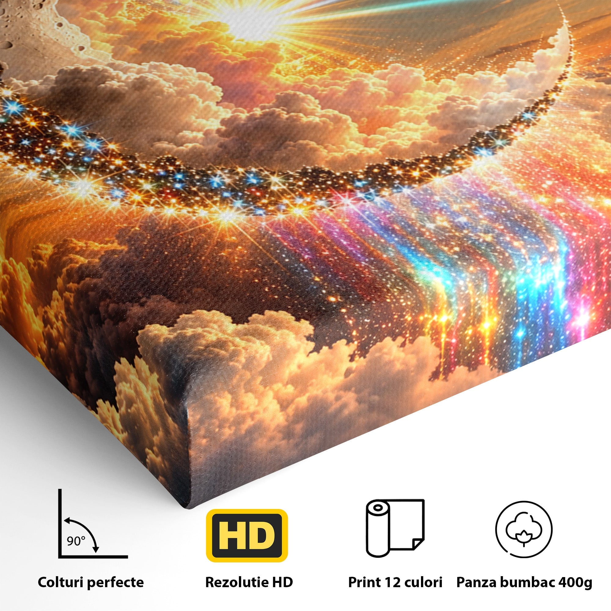 Tablou Canvas Premium LuxCanva® U1209, Luna Magica, Stele, Univers, Fantezie, Luna, Living, Culori Vibrante