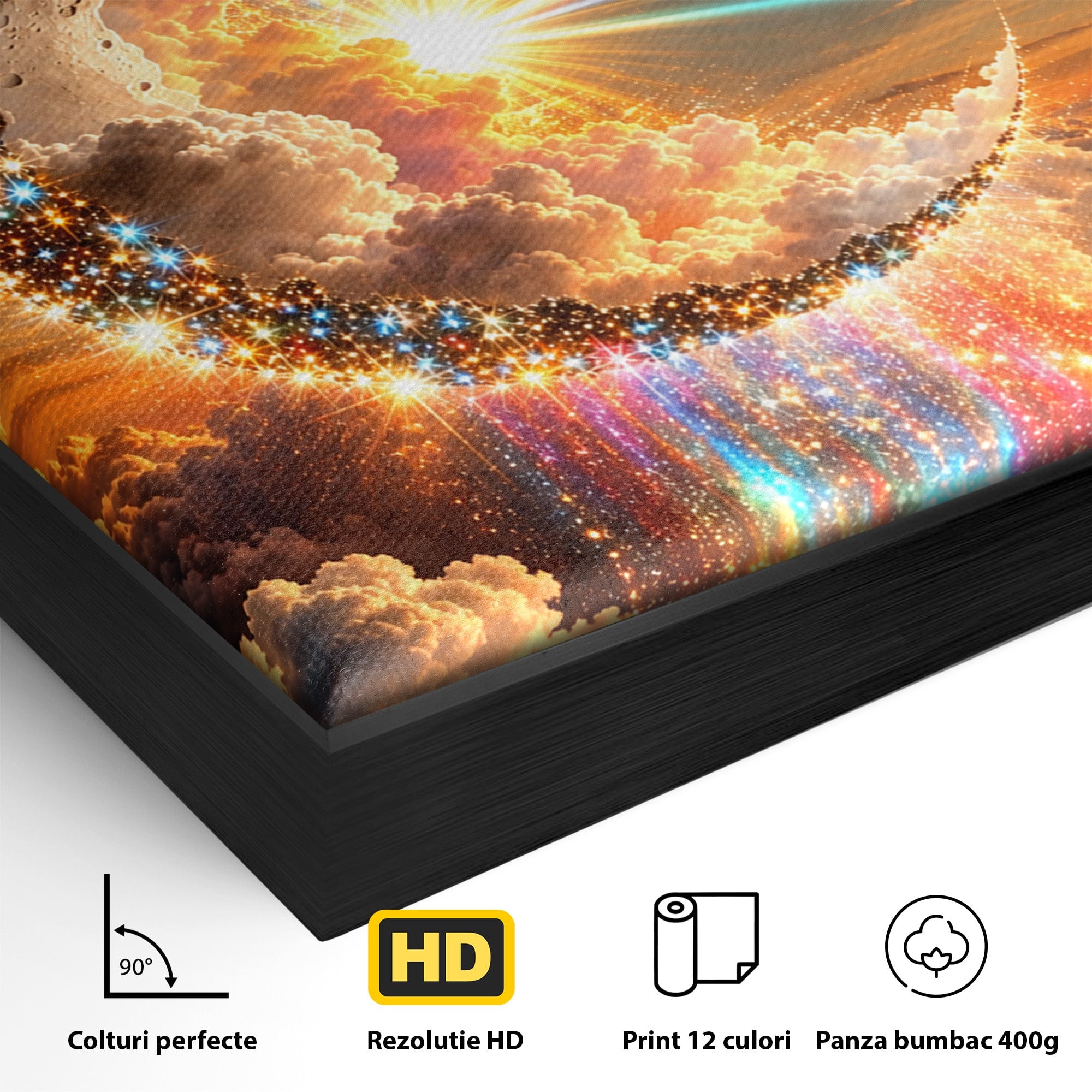 Tablou Canvas Premium LuxCanva® U1209, Luna Magica, Stele, Univers, Fantezie, Luna, Living, Culori Vibrante