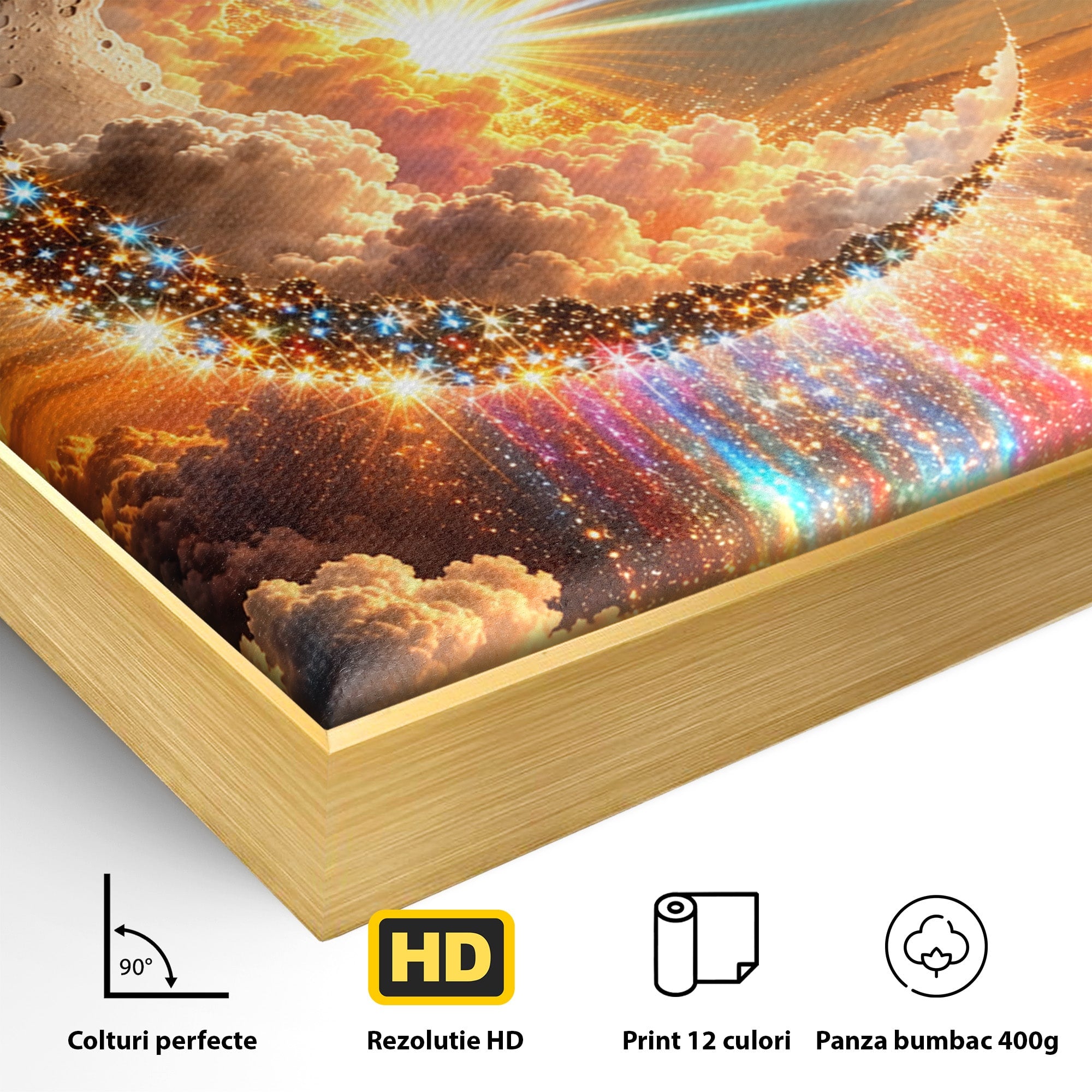 Tablou Canvas Premium LuxCanva® U1209, Luna Magica, Stele, Univers, Fantezie, Luna, Living, Culori Vibrante