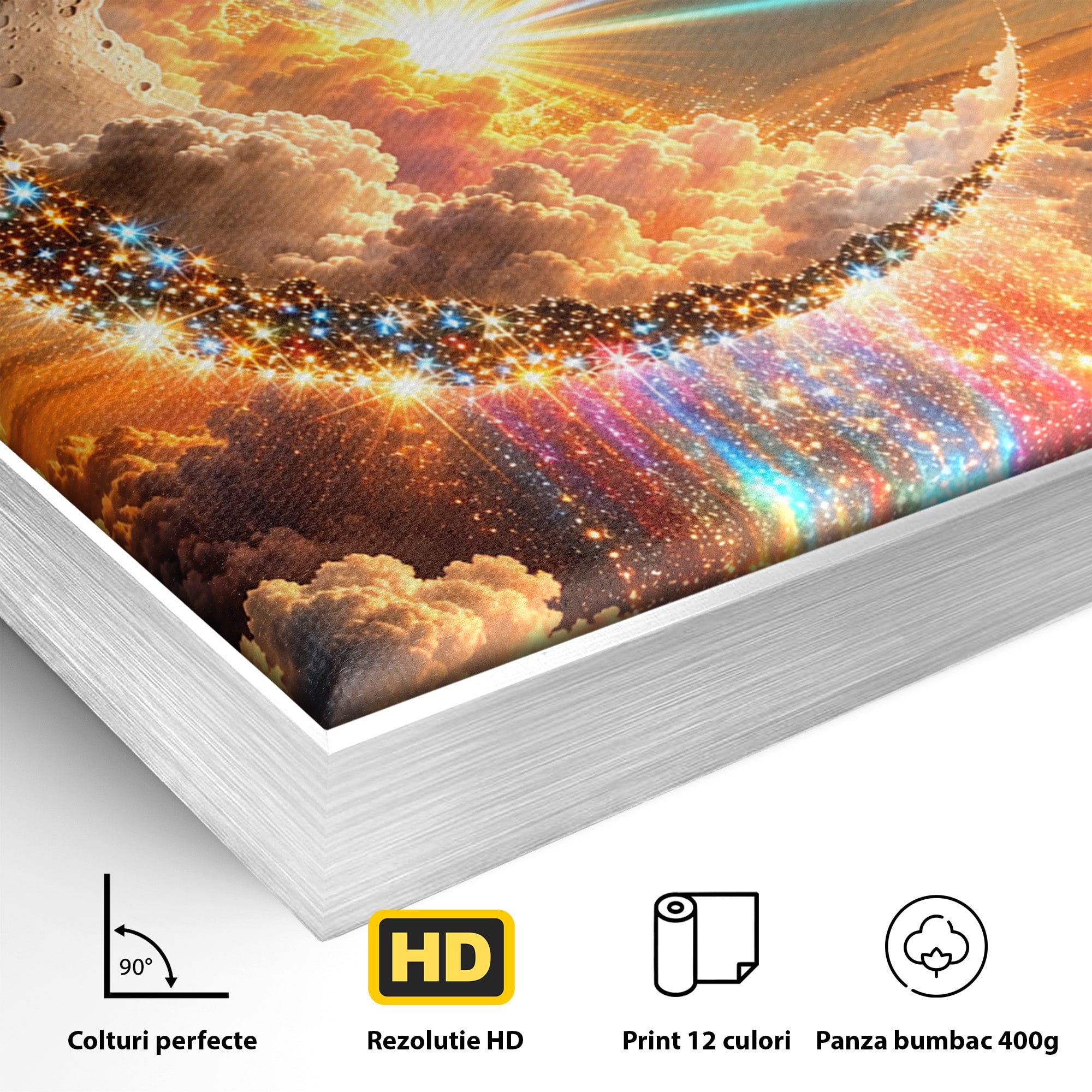 Tablou Canvas Premium LuxCanva® U1209, Luna Magica, Stele, Univers, Fantezie, Luna, Living, Culori Vibrante