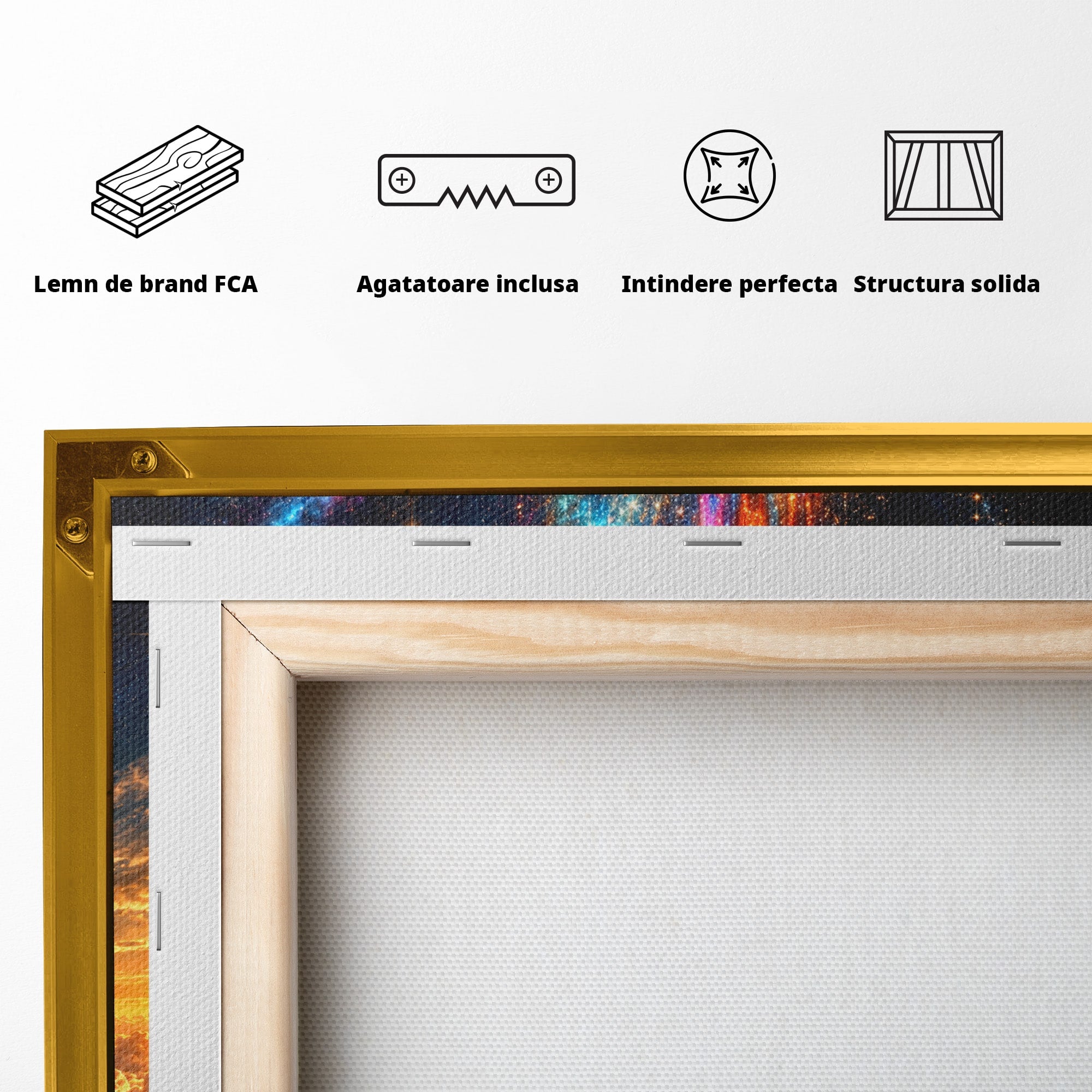 Tablou Canvas Premium LuxCanva® U1209, Luna Magica, Stele, Univers, Fantezie, Luna, Living, Culori Vibrante