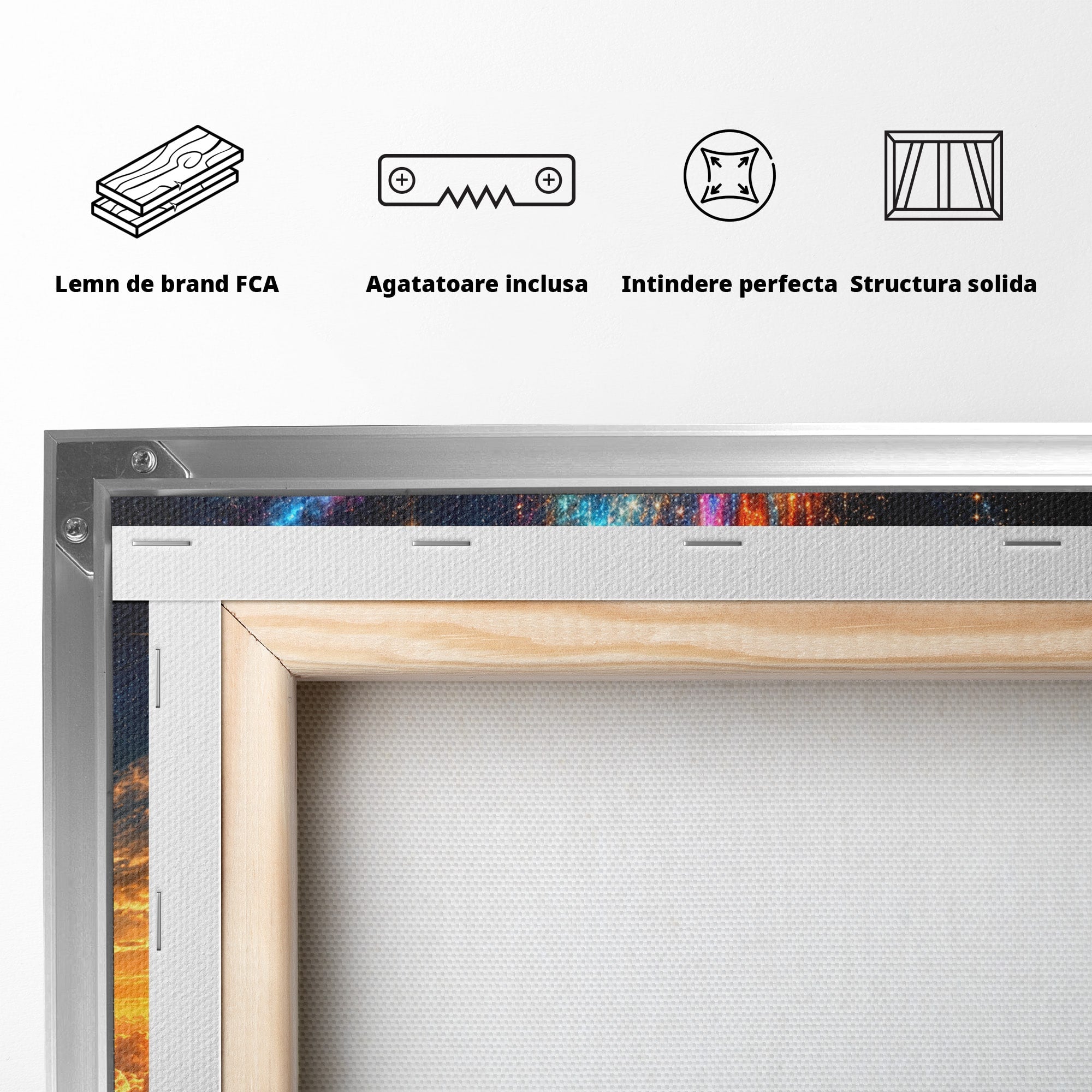 Tablou Canvas Premium LuxCanva® U1209, Luna Magica, Stele, Univers, Fantezie, Luna, Living, Culori Vibrante