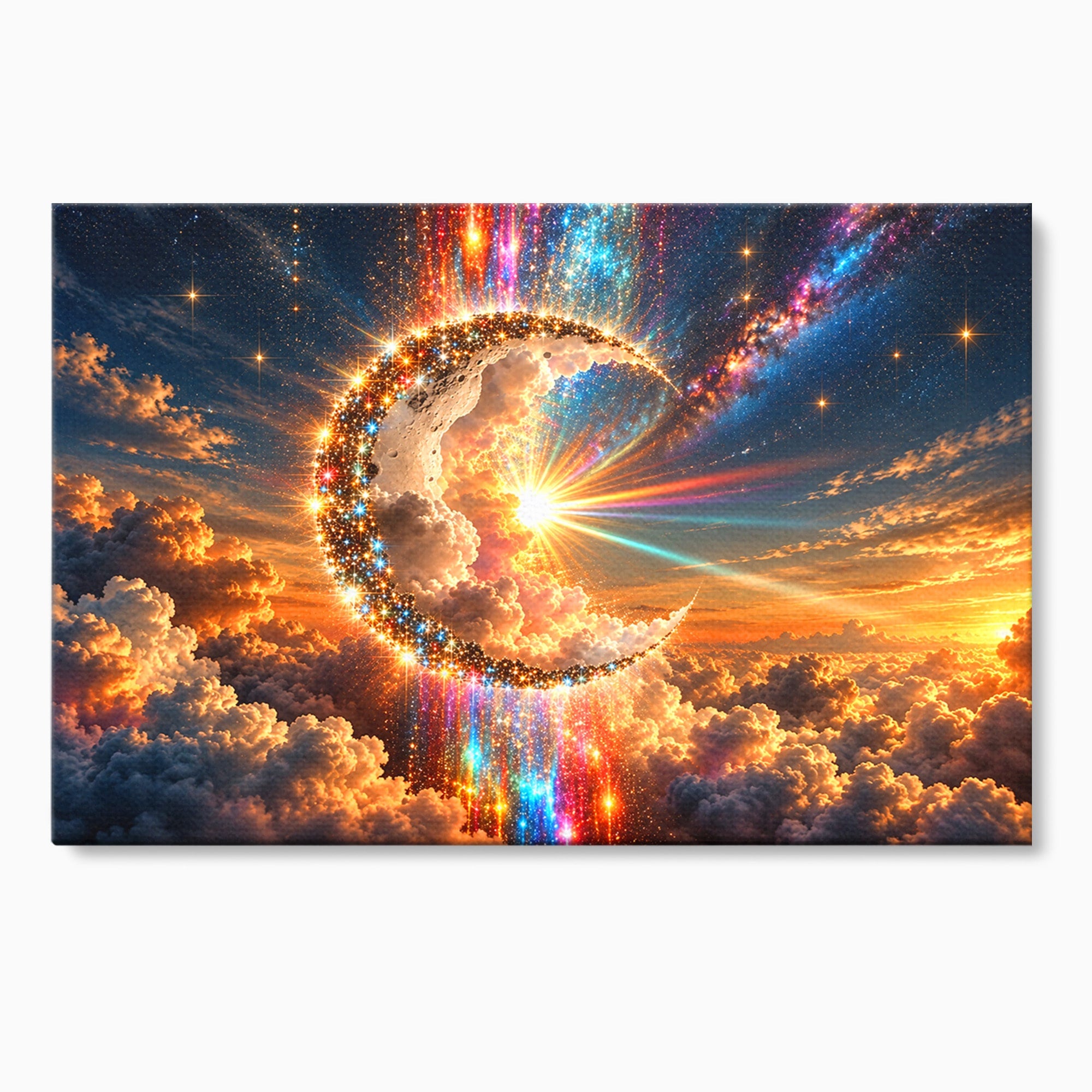 Tablou Canvas Premium LuxCanva® U1209, Luna Magica, Stele, Univers, Fantezie, Luna, Living, Culori Vibrante