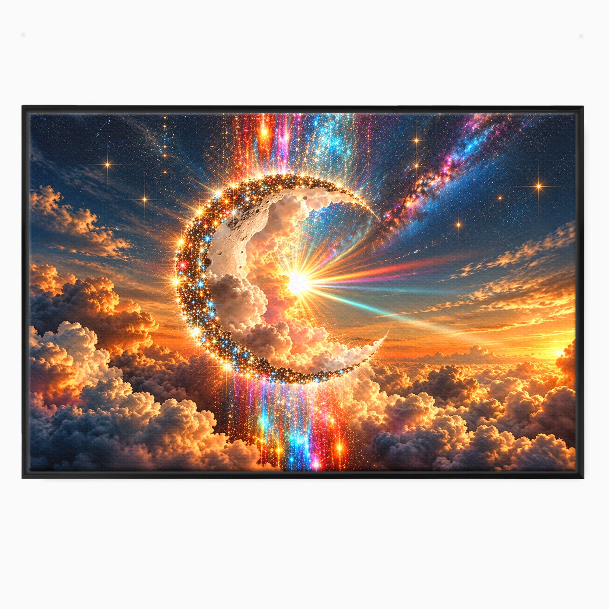 Tablou Canvas Premium LuxCanva® U1209, Luna Magica, Stele, Univers, Fantezie, Luna, Living, Culori Vibrante
