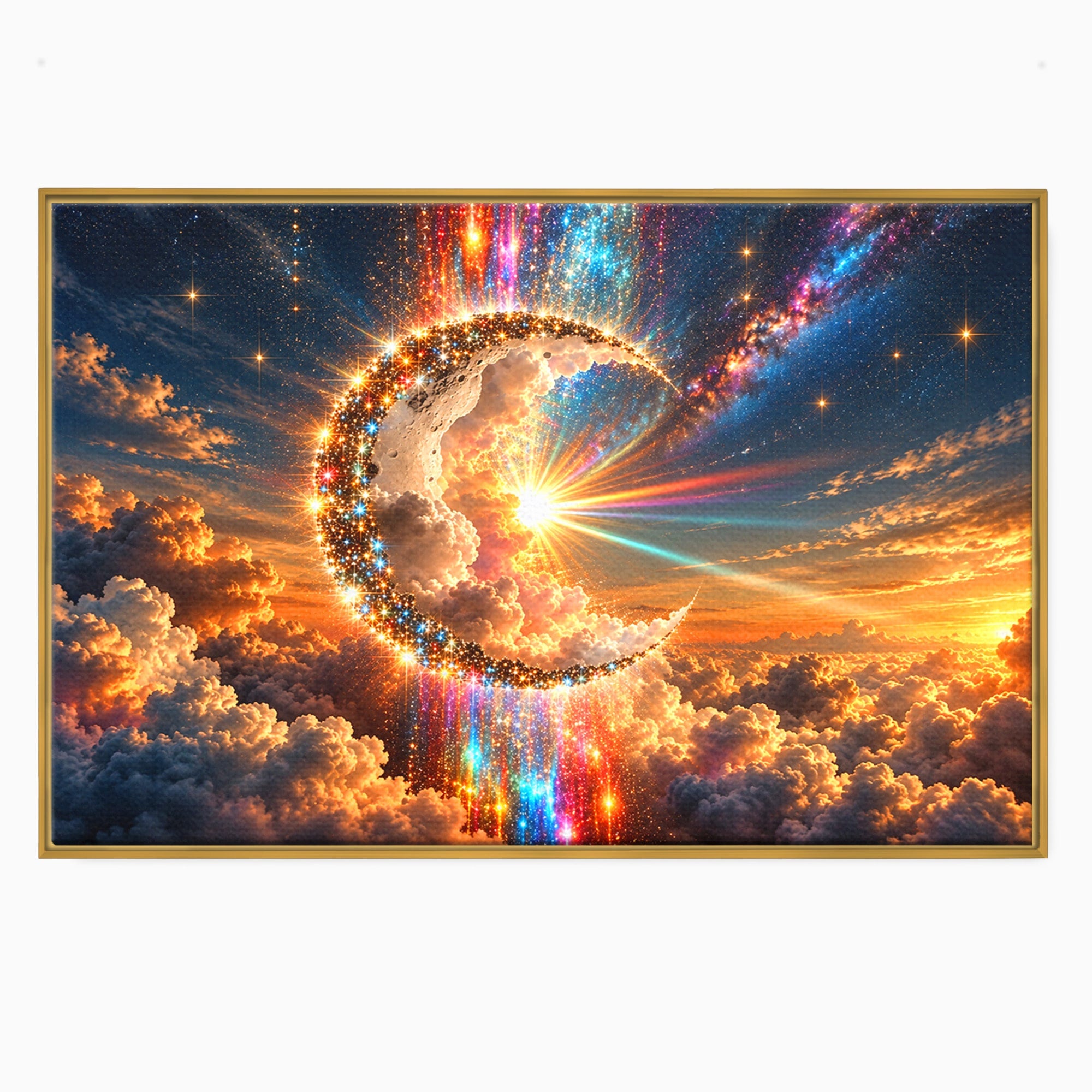 Tablou Canvas Premium LuxCanva® U1209, Luna Magica, Stele, Univers, Fantezie, Luna, Living, Culori Vibrante