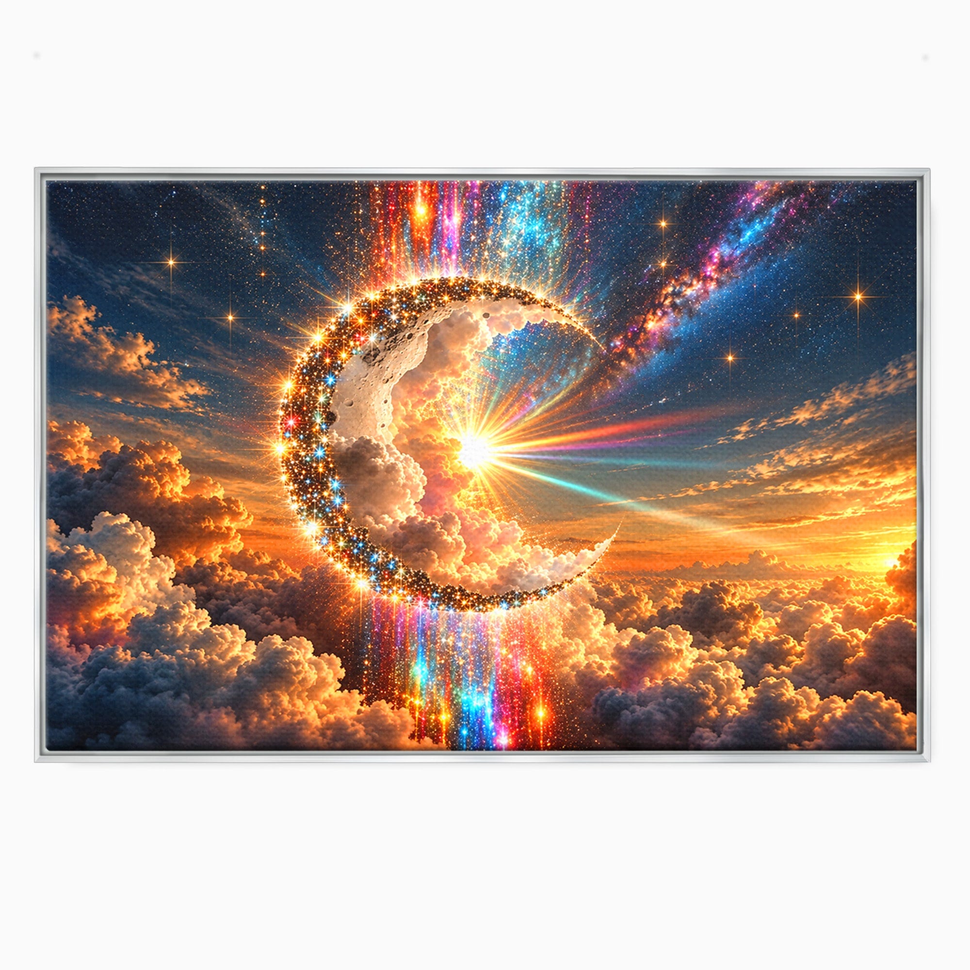 Tablou Canvas Premium LuxCanva® U1209, Luna Magica, Stele, Univers, Fantezie, Luna, Living, Culori Vibrante