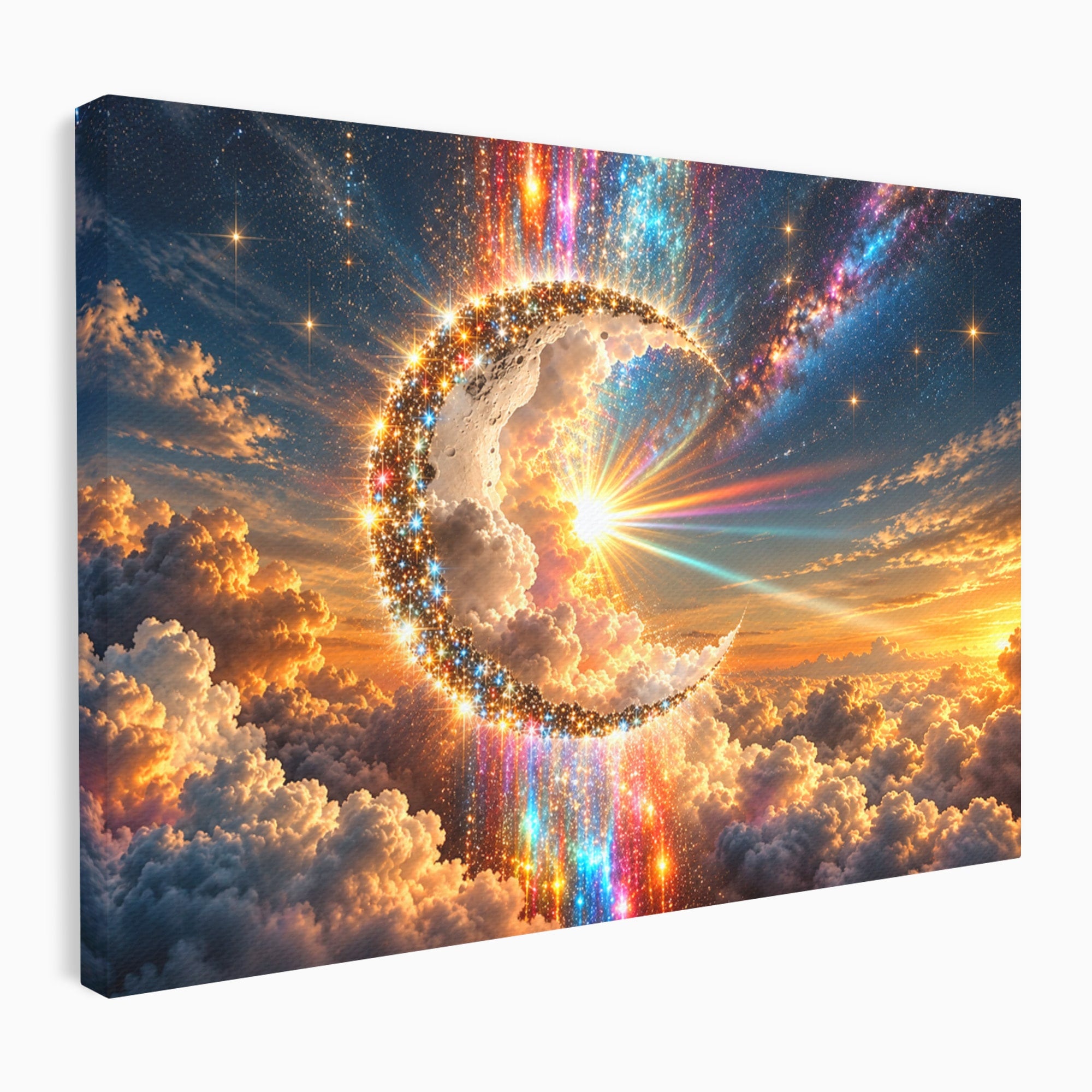 Tablou Canvas Premium LuxCanva® U1209, Luna Magica, Stele, Univers, Fantezie, Luna, Living, Culori Vibrante