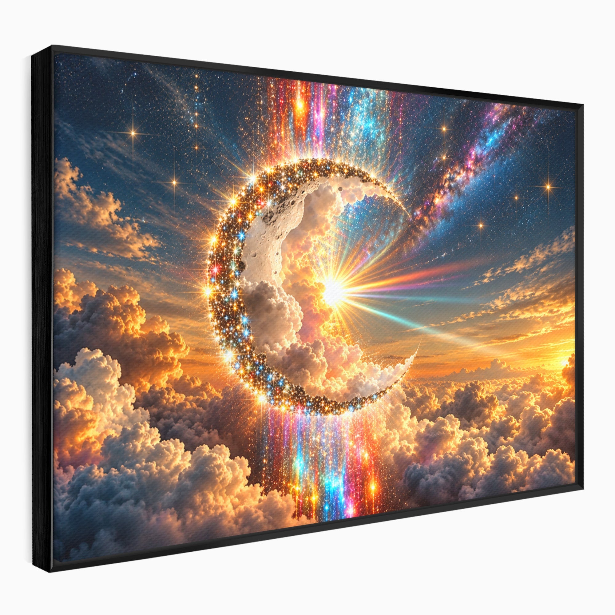 Tablou Canvas Premium LuxCanva® U1209, Luna Magica, Stele, Univers, Fantezie, Luna, Living, Culori Vibrante