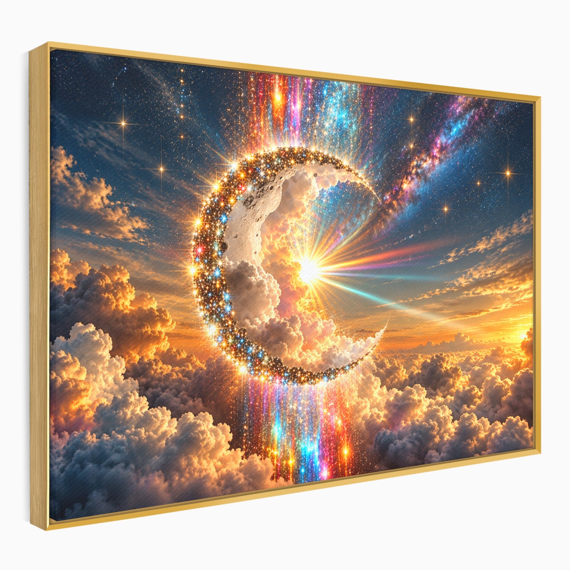 Tablou Canvas Premium LuxCanva® U1209, Luna Magica, Stele, Univers, Fantezie, Luna, Living, Culori Vibrante