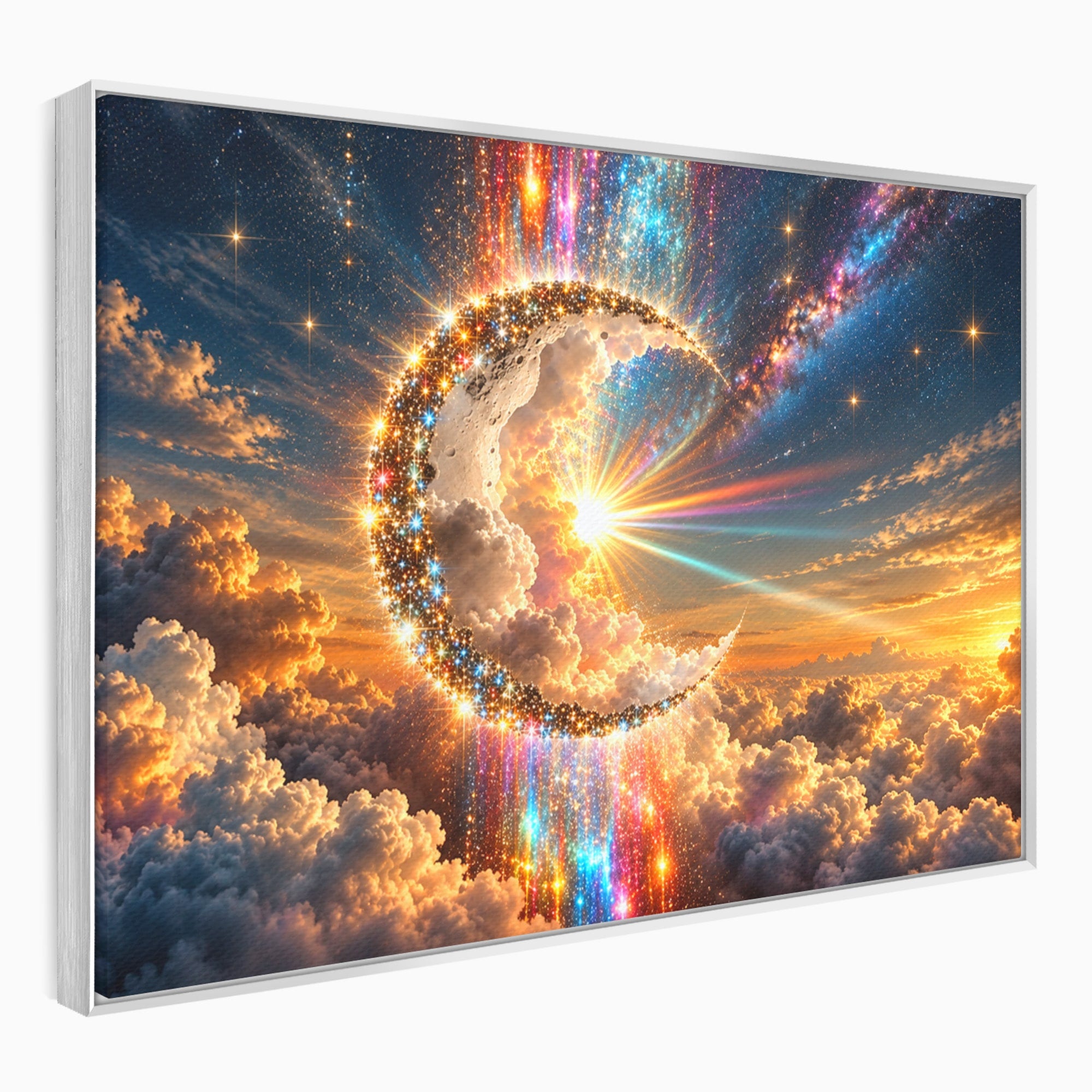 Tablou Canvas Premium LuxCanva® U1209, Luna Magica, Stele, Univers, Fantezie, Luna, Living, Culori Vibrante