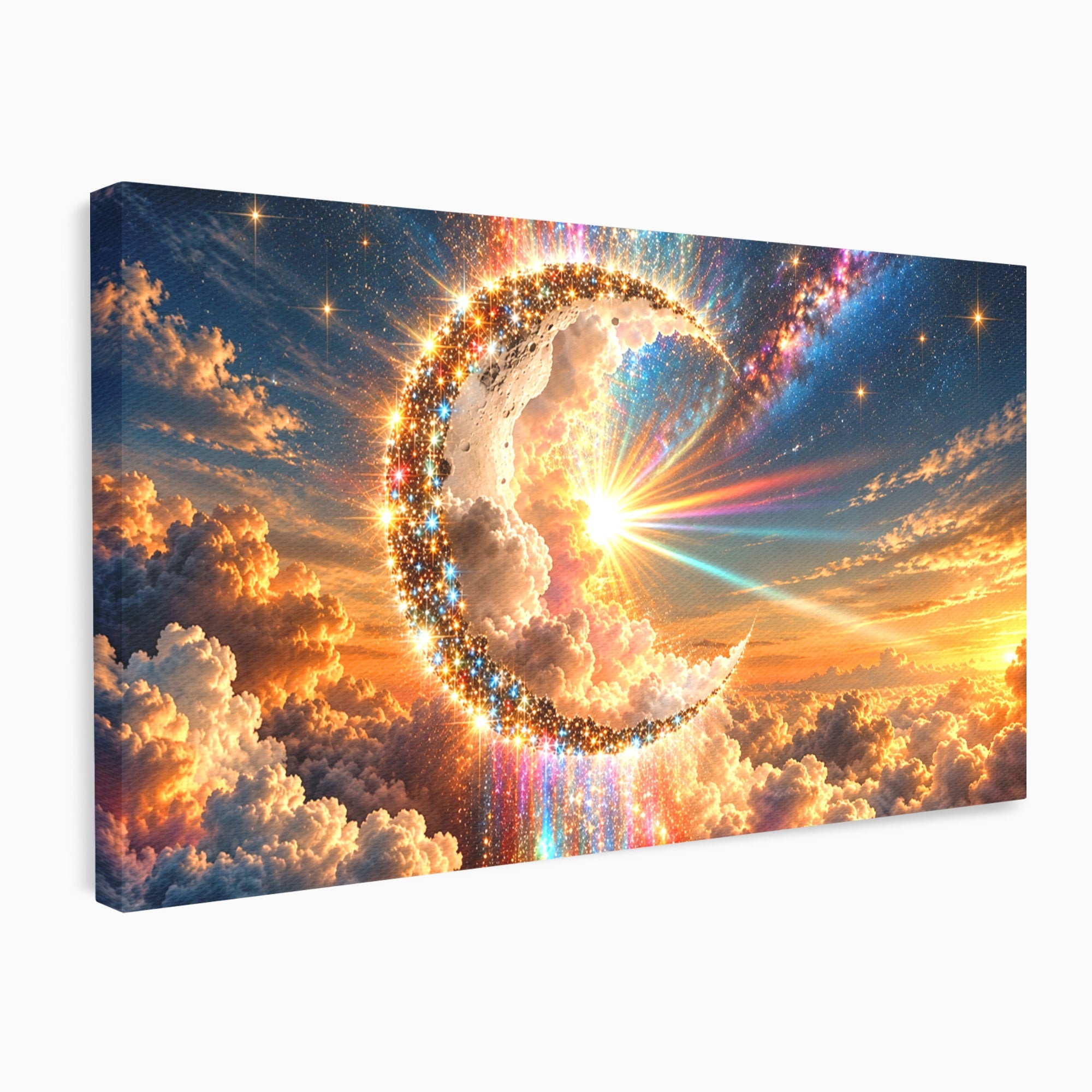 Tablou Canvas Premium LuxCanva® U1209, Luna Magica, Stele, Univers, Fantezie, Luna, Living, Culori Vibrante