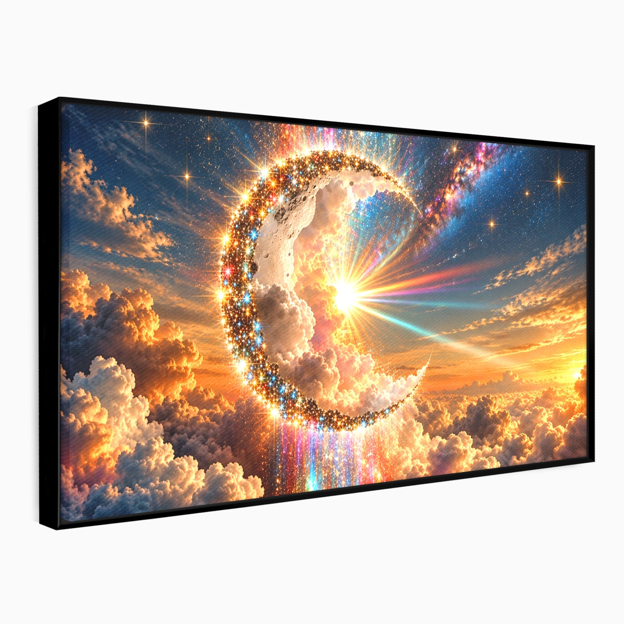 Tablou Canvas Premium LuxCanva® U1209, Luna Magica, Stele, Univers, Fantezie, Luna, Living, Culori Vibrante