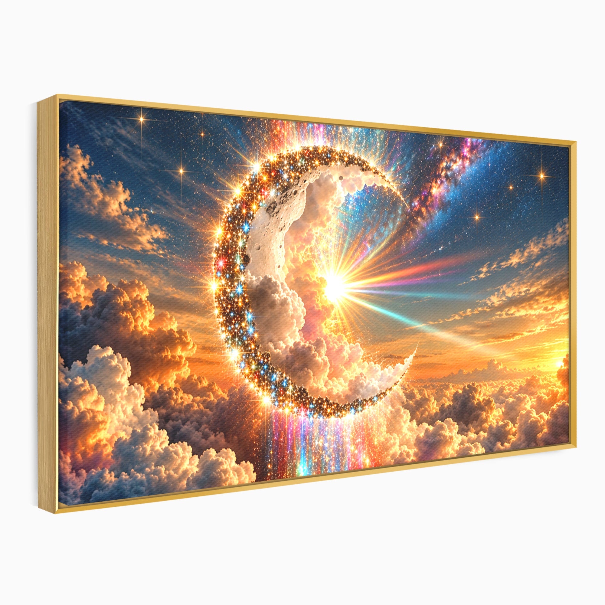 Tablou Canvas Premium LuxCanva® U1209, Luna Magica, Stele, Univers, Fantezie, Luna, Living, Culori Vibrante