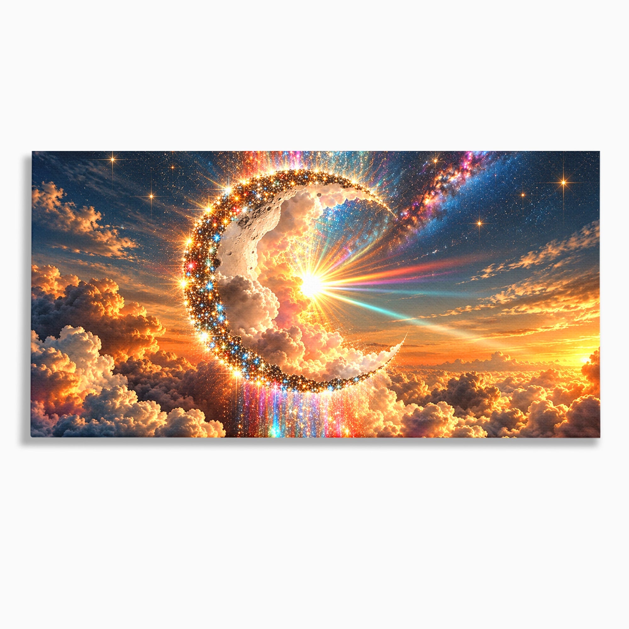 Tablou Canvas Premium LuxCanva® U1209, Luna Magica, Stele, Univers, Fantezie, Luna, Living, Culori Vibrante
