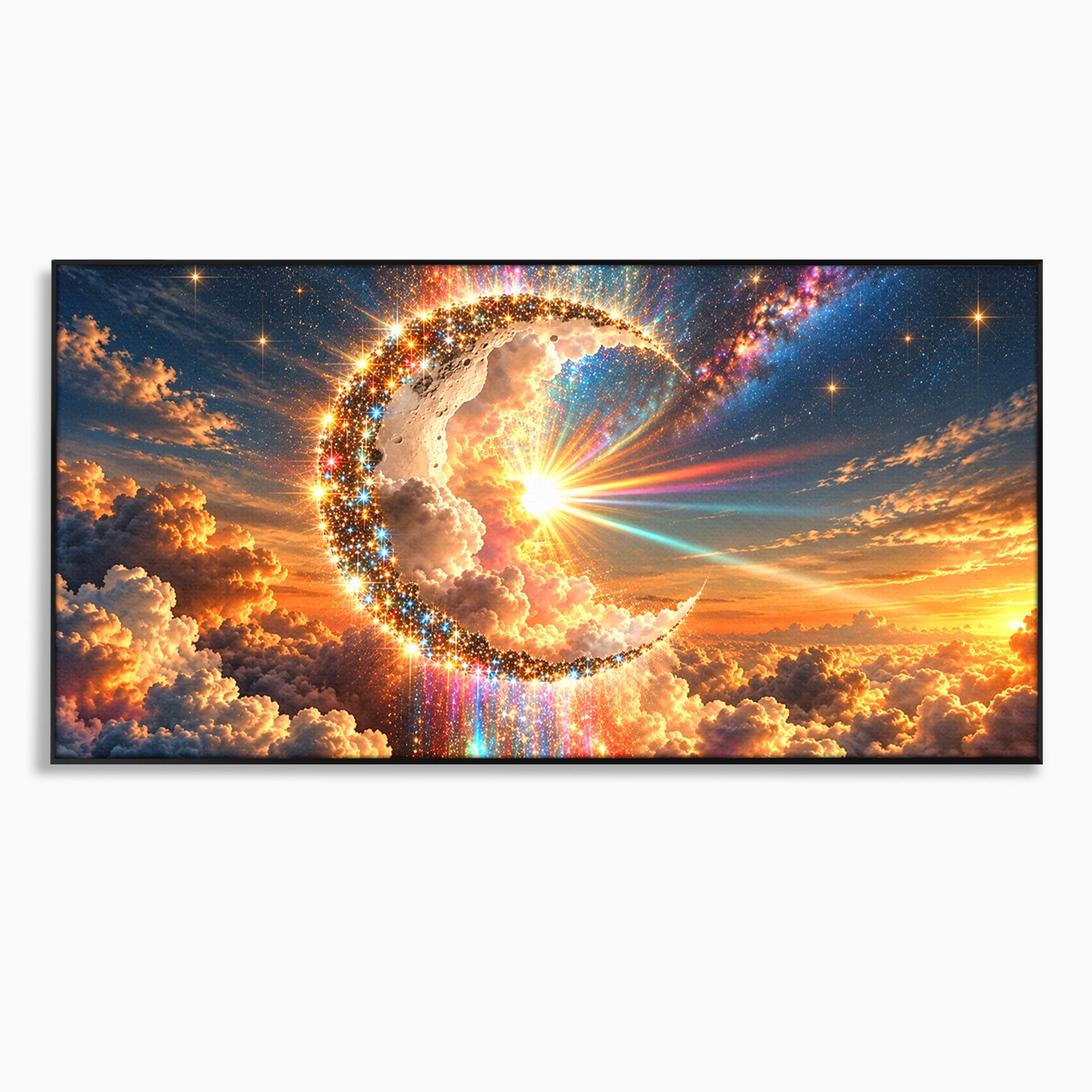 Tablou Canvas Premium LuxCanva® U1209, Luna Magica, Stele, Univers, Fantezie, Luna, Living, Culori Vibrante