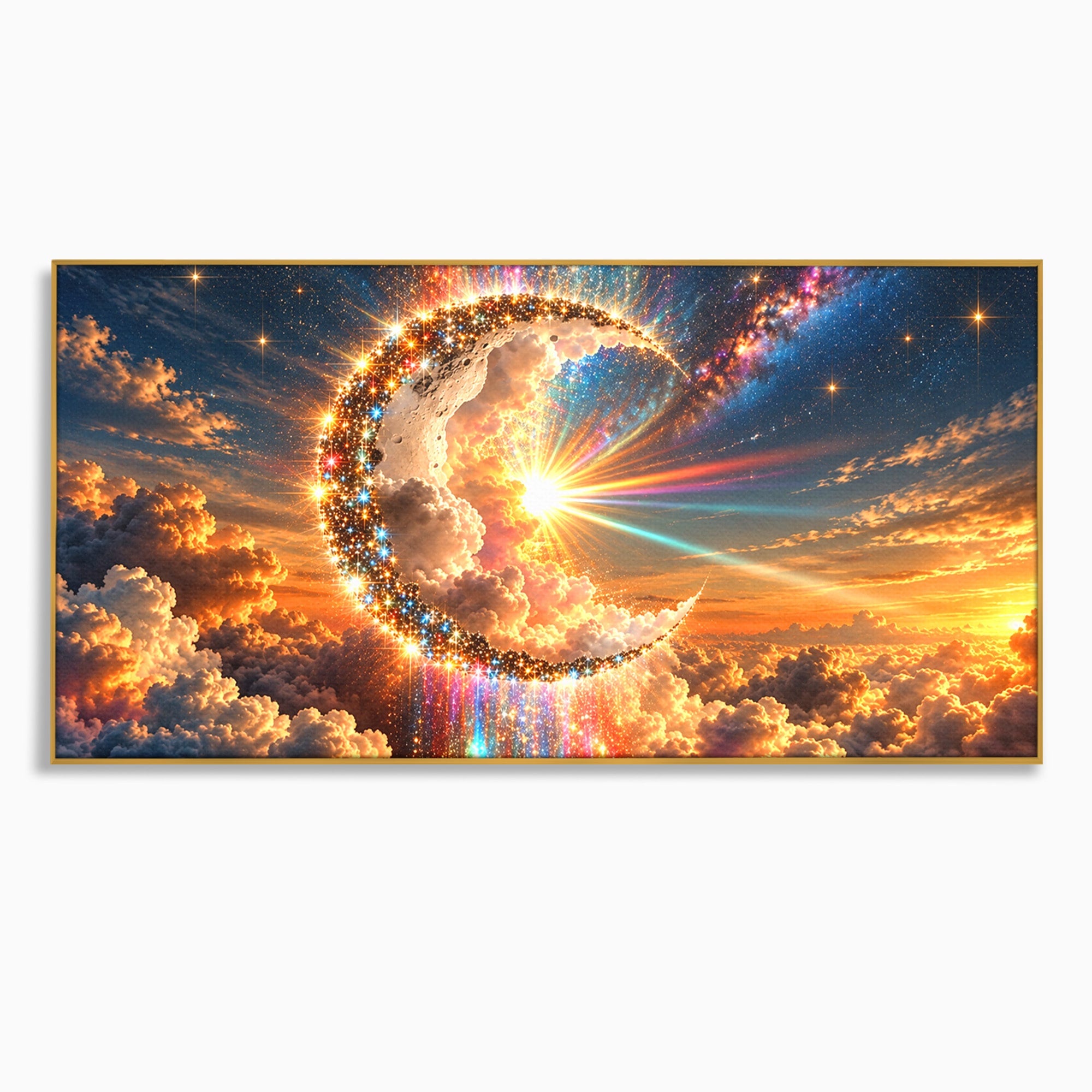 Tablou Canvas Premium LuxCanva® U1209, Luna Magica, Stele, Univers, Fantezie, Luna, Living, Culori Vibrante