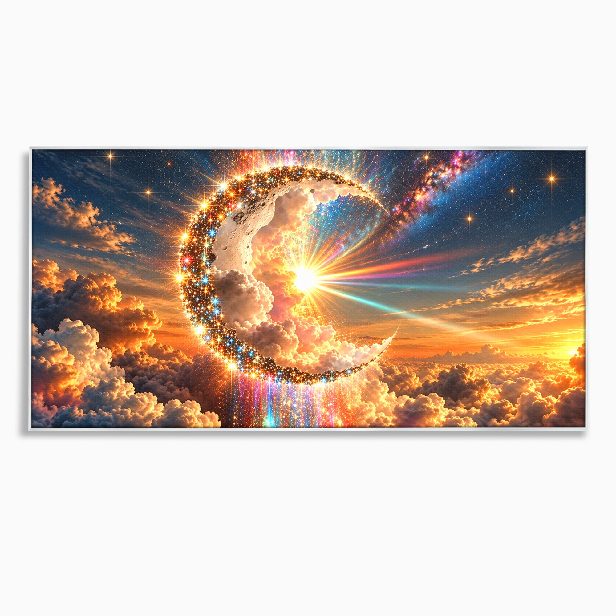 Tablou Canvas Premium LuxCanva® U1209, Luna Magica, Stele, Univers, Fantezie, Luna, Living, Culori Vibrante