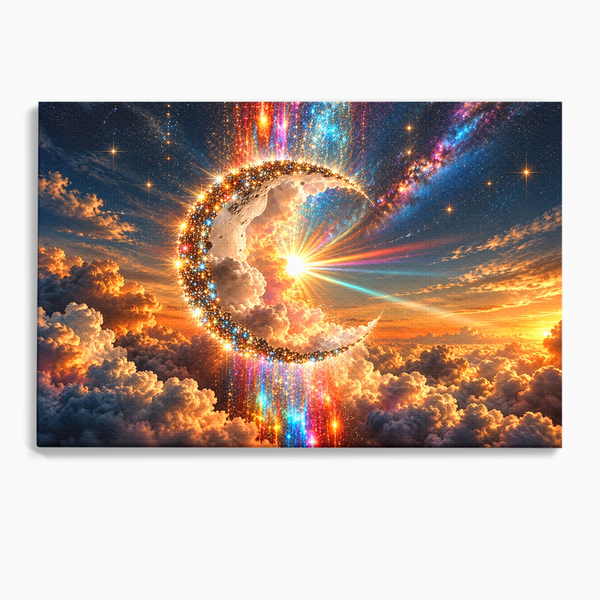 Tablou Canvas Premium LuxCanva® U1209, Luna Magica, Stele, Univers, Fantezie, Luna, Living, Culori Vibrante