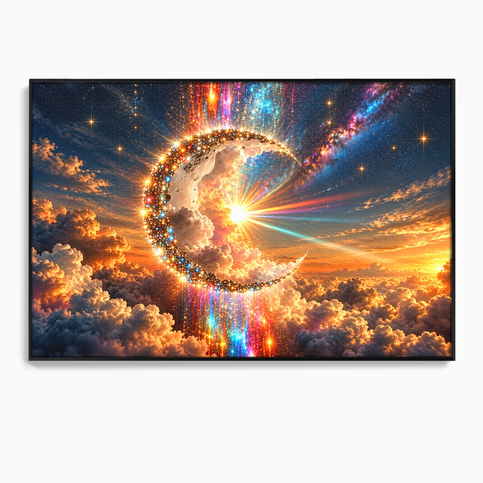 Tablou Canvas Premium LuxCanva® U1209, Luna Magica, Stele, Univers, Fantezie, Luna, Living, Culori Vibrante