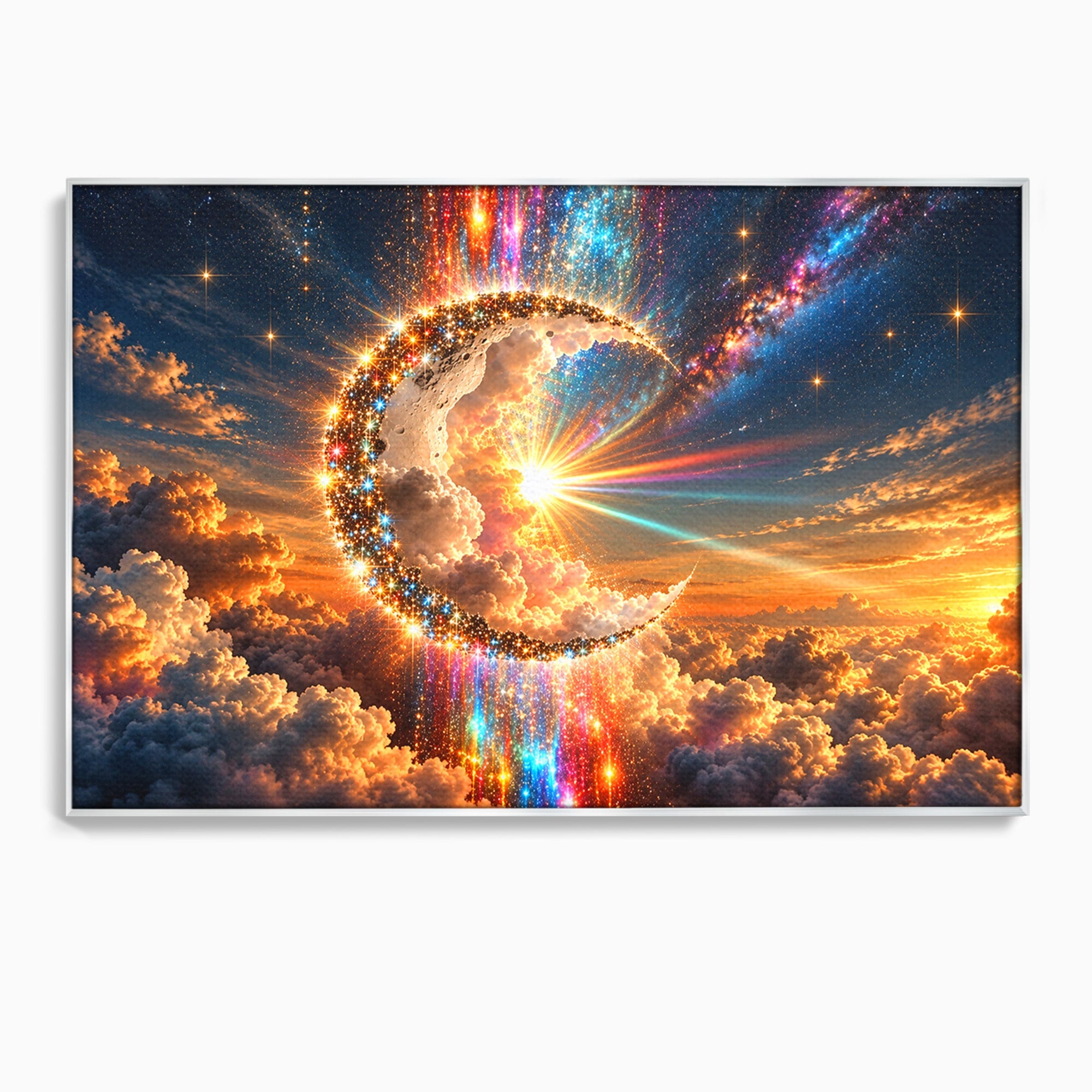 Tablou Canvas Premium LuxCanva® U1209, Luna Magica, Stele, Univers, Fantezie, Luna, Living, Culori Vibrante