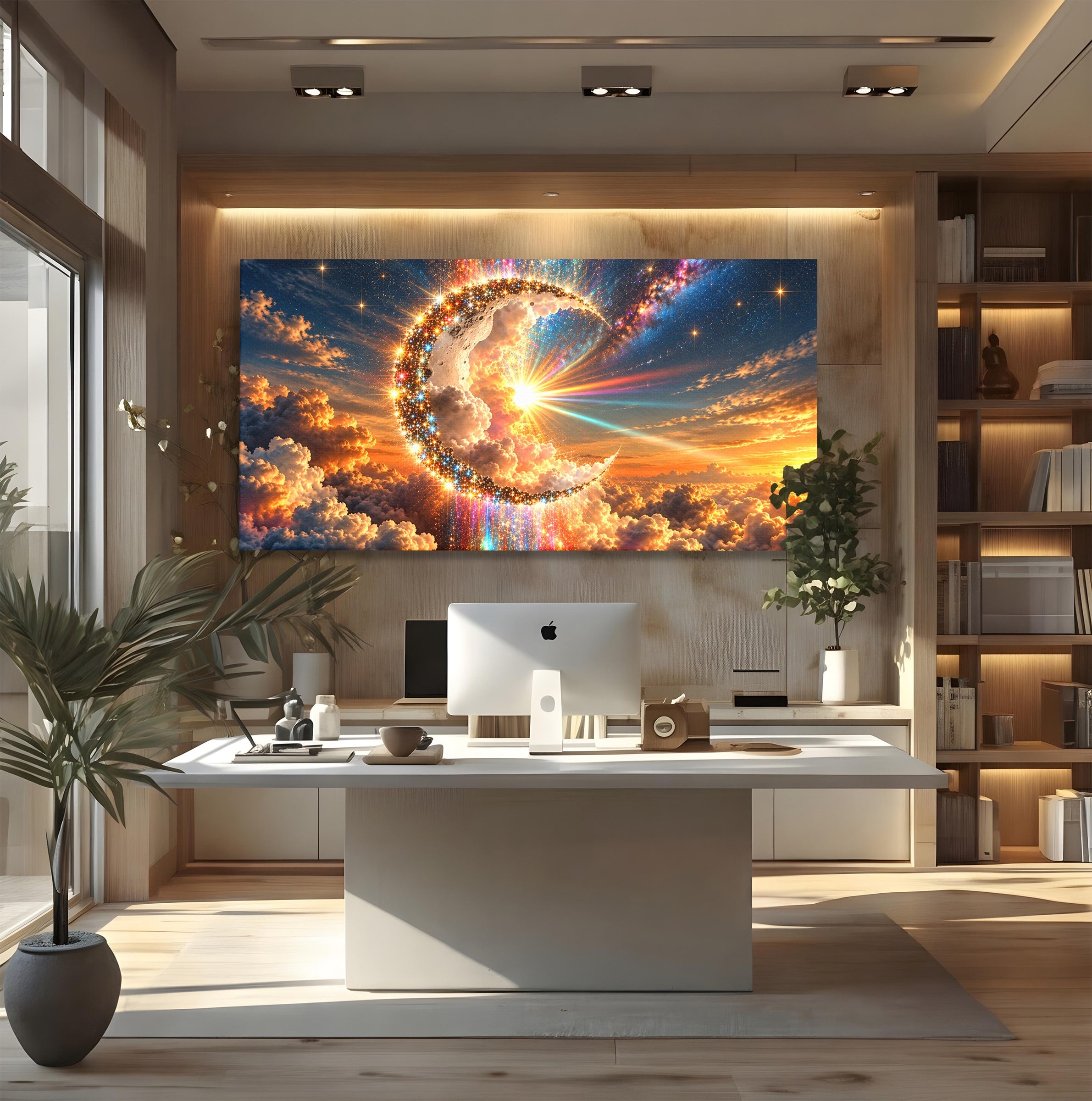 Tablou Canvas Premium LuxCanva® U1209, Luna Magica, Stele, Univers, Fantezie, Luna, Living, Culori Vibrante