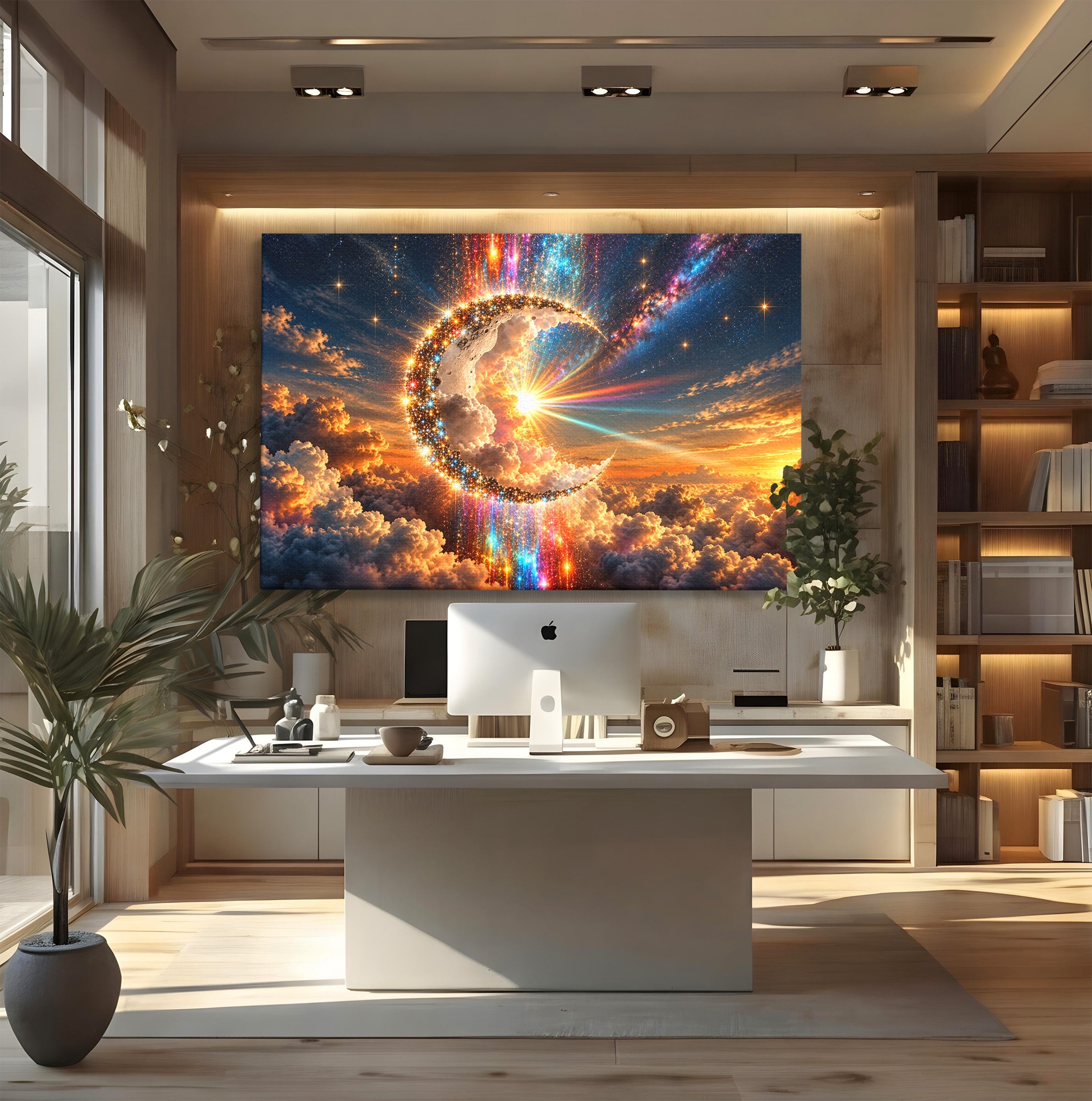 Tablou Canvas Premium LuxCanva® U1209, Luna Magica, Stele, Univers, Fantezie, Luna, Living, Culori Vibrante