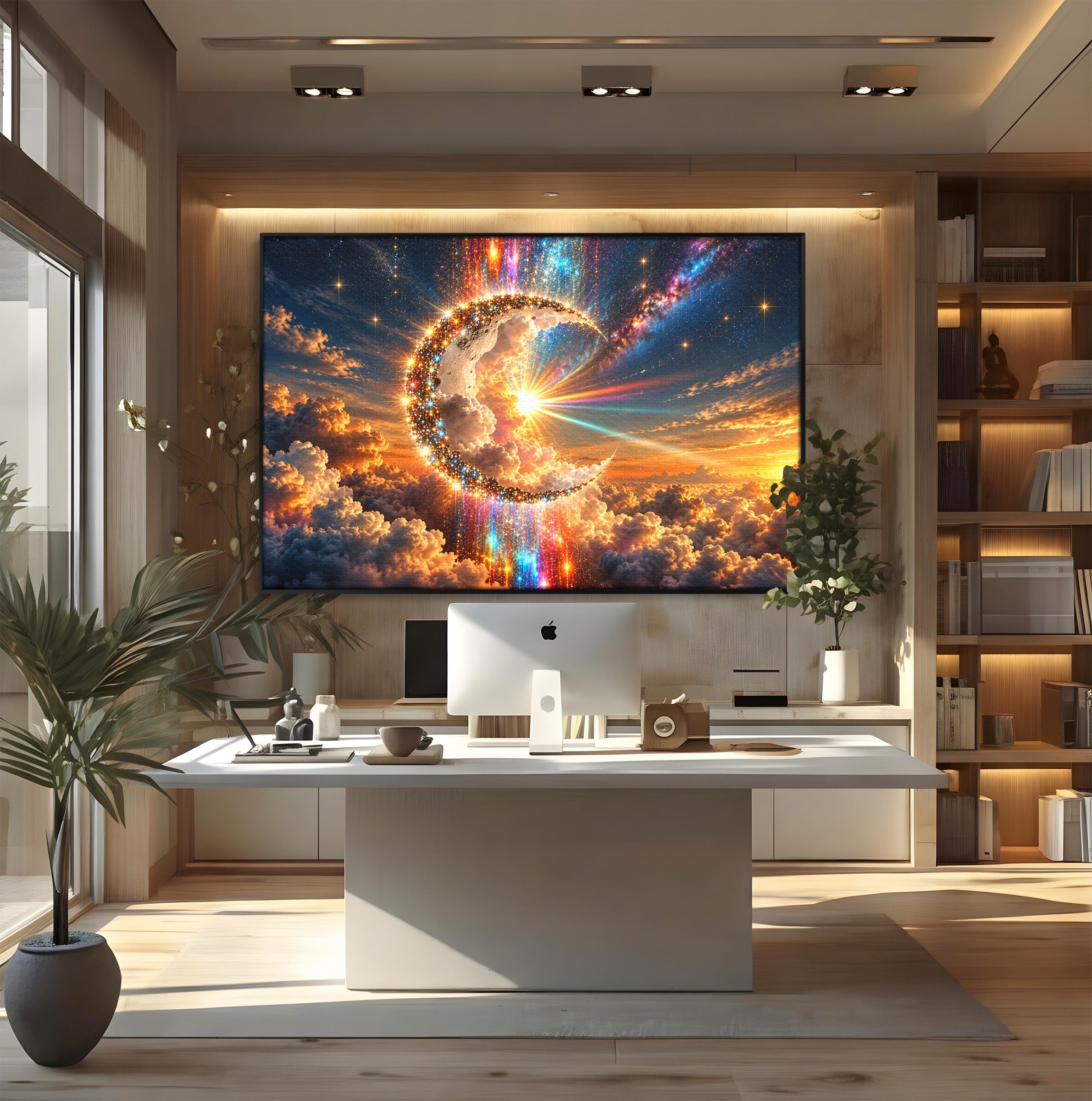 Tablou Canvas Premium LuxCanva® U1209, Luna Magica, Stele, Univers, Fantezie, Luna, Living, Culori Vibrante