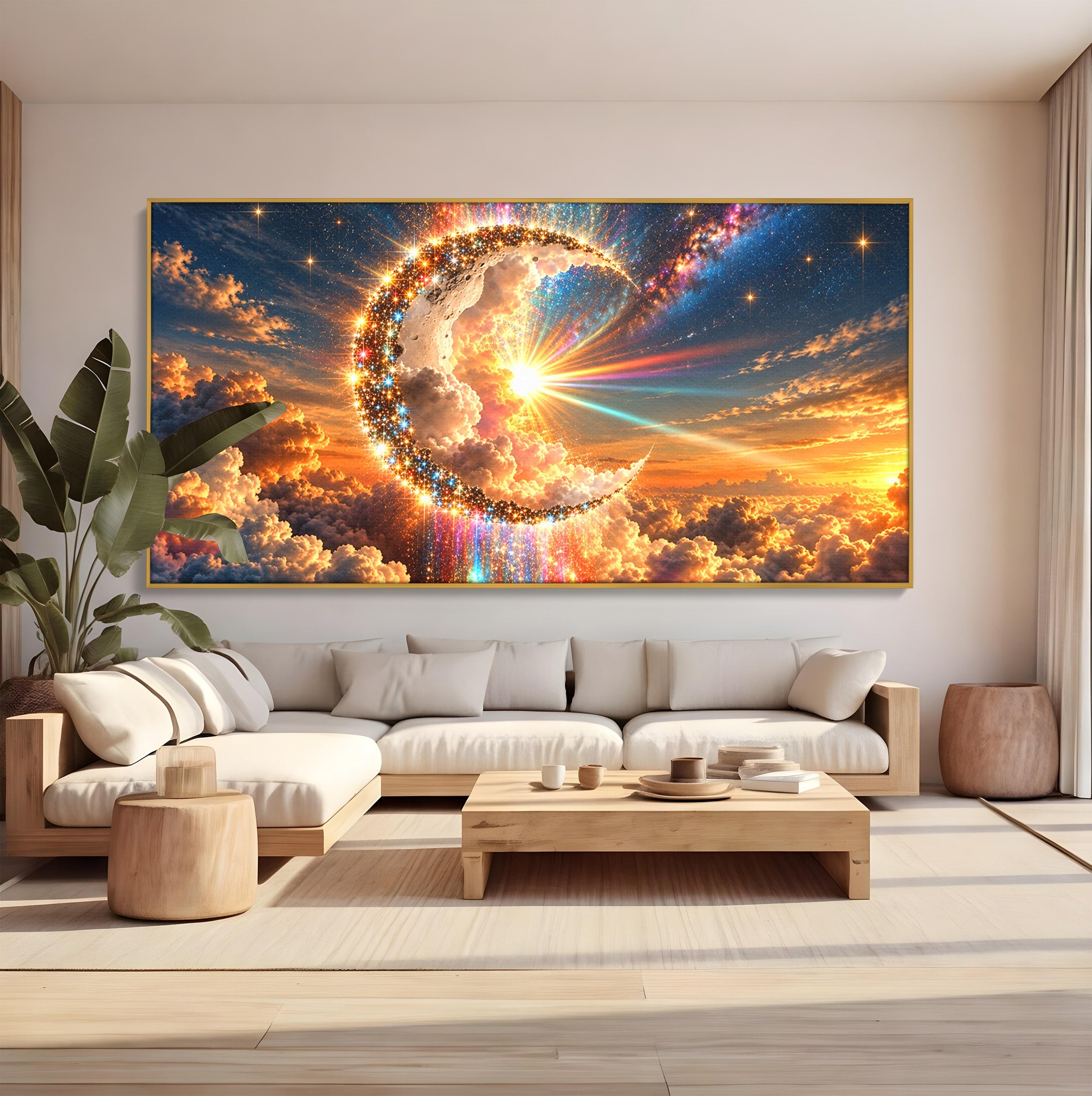 Tablou Canvas Premium LuxCanva® U1209, Luna Magica, Stele, Univers, Fantezie, Luna, Living, Culori Vibrante