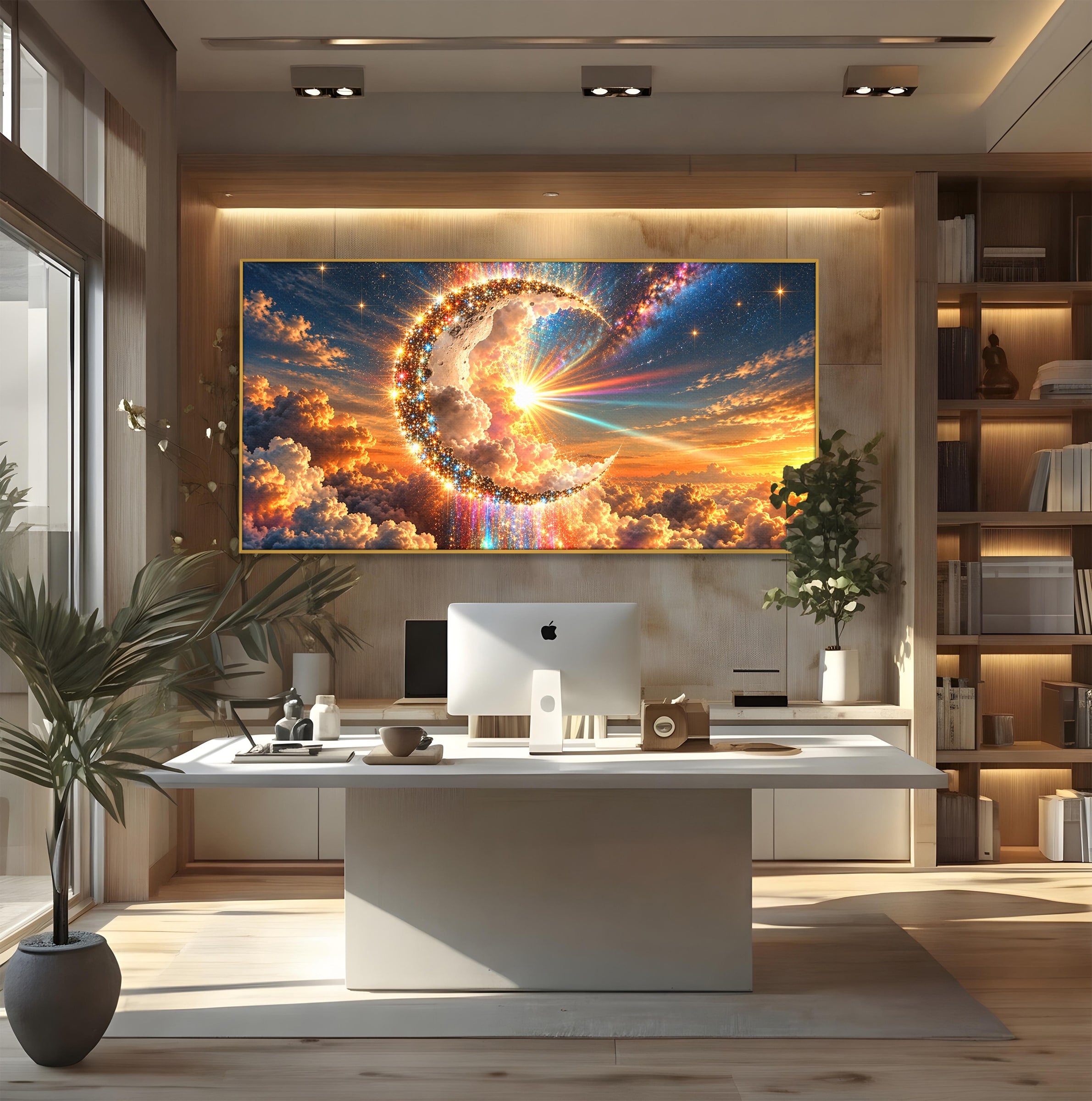 Tablou Canvas Premium LuxCanva® U1209, Luna Magica, Stele, Univers, Fantezie, Luna, Living, Culori Vibrante
