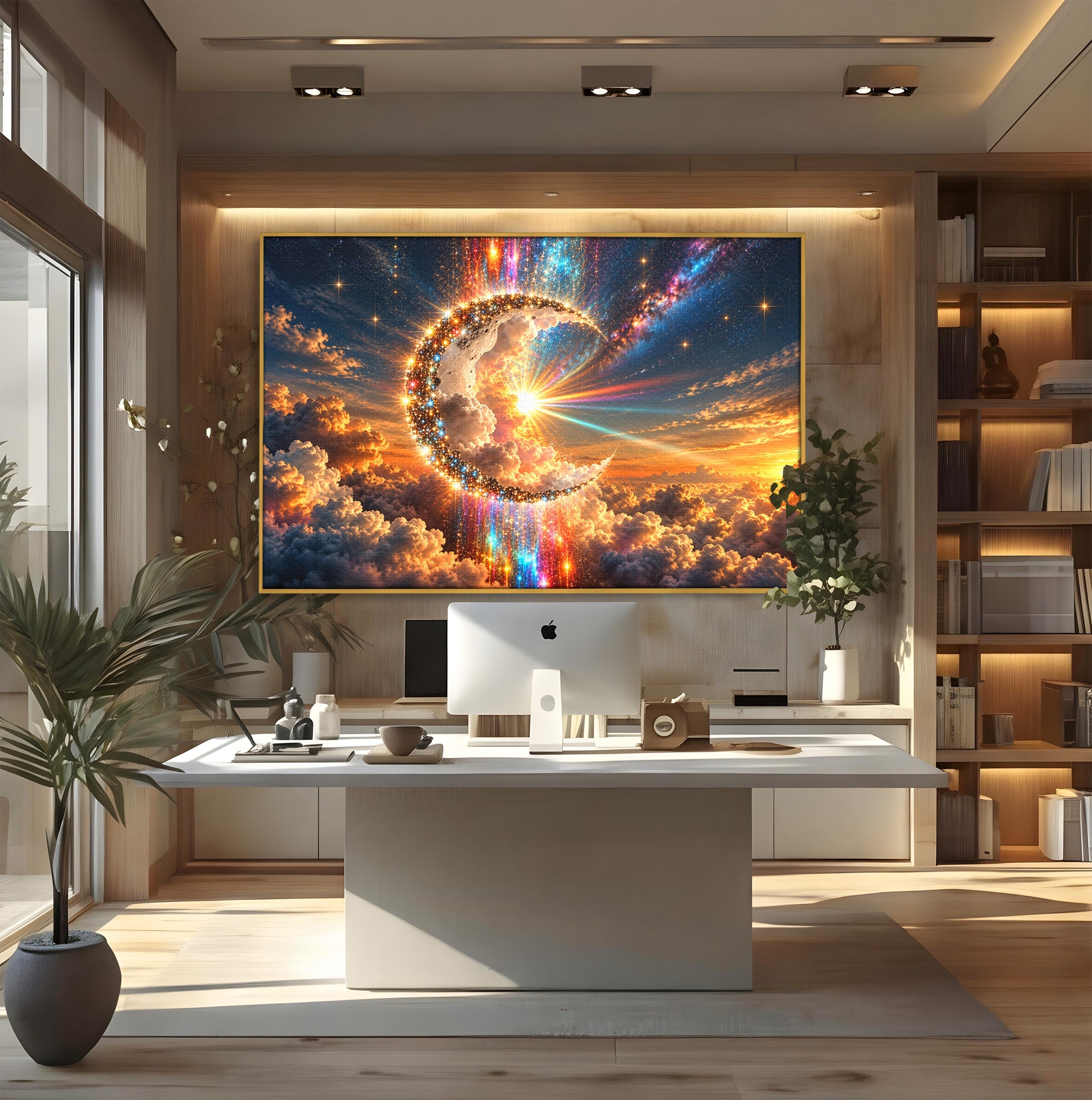 Tablou Canvas Premium LuxCanva® U1209, Luna Magica, Stele, Univers, Fantezie, Luna, Living, Culori Vibrante
